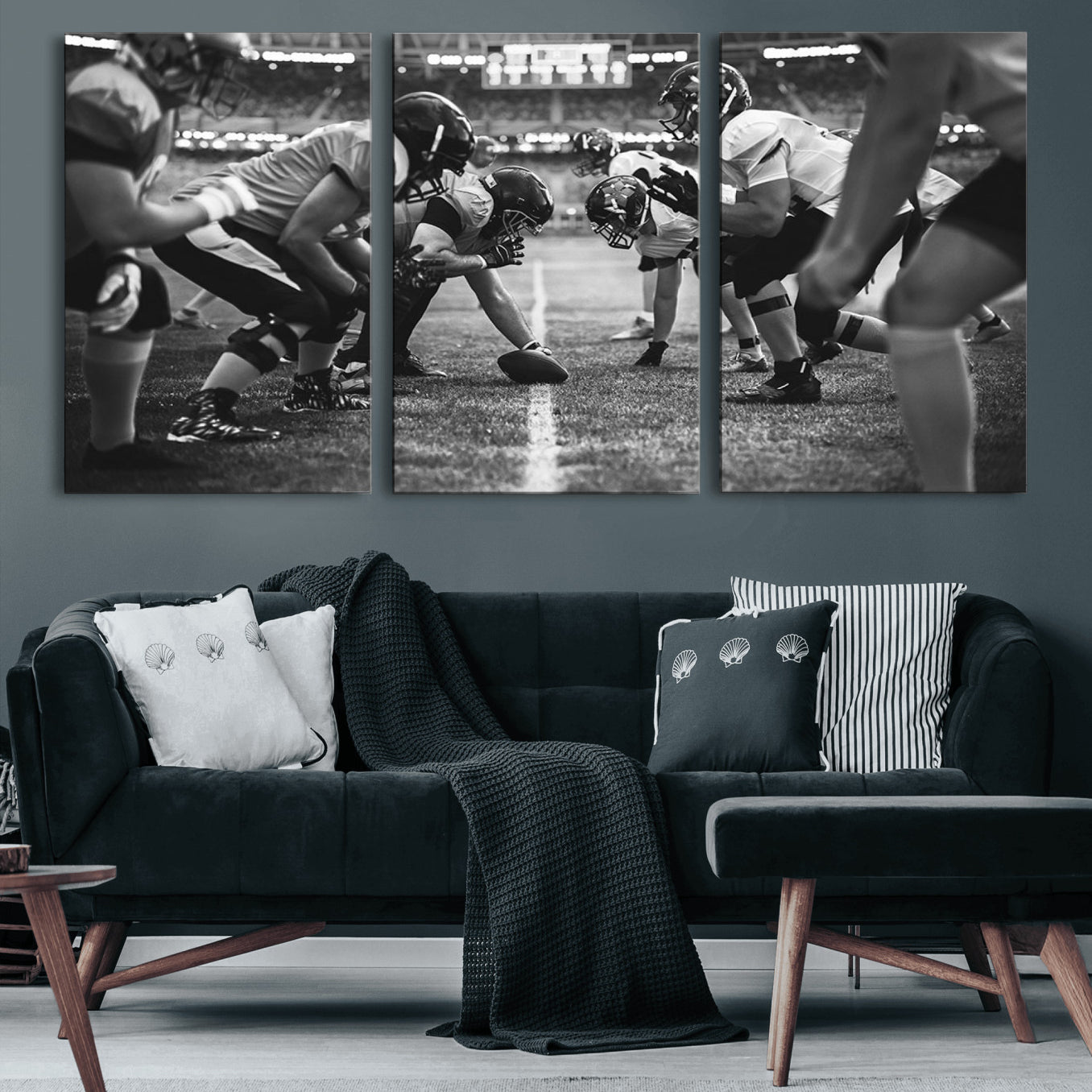 13273-MGV-CV-60X30-3P-American Football Wall Art Canvas Print Framed Stadium Sport Wall Art Iconic Game Day Decor for Home, Office