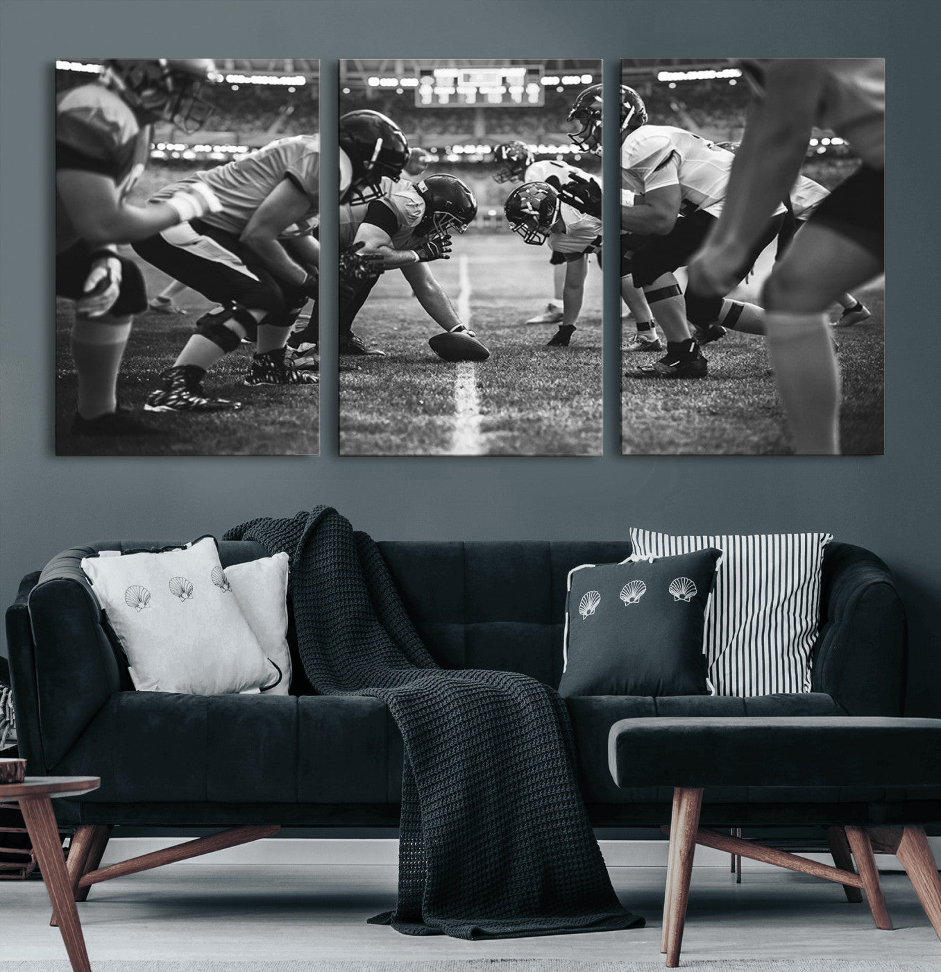 13273-MGV-CV-60X30-3P-American Football Wall Art Canvas Print Framed Stadium Sport Wall Art Iconic Game Day Decor for Home, Office