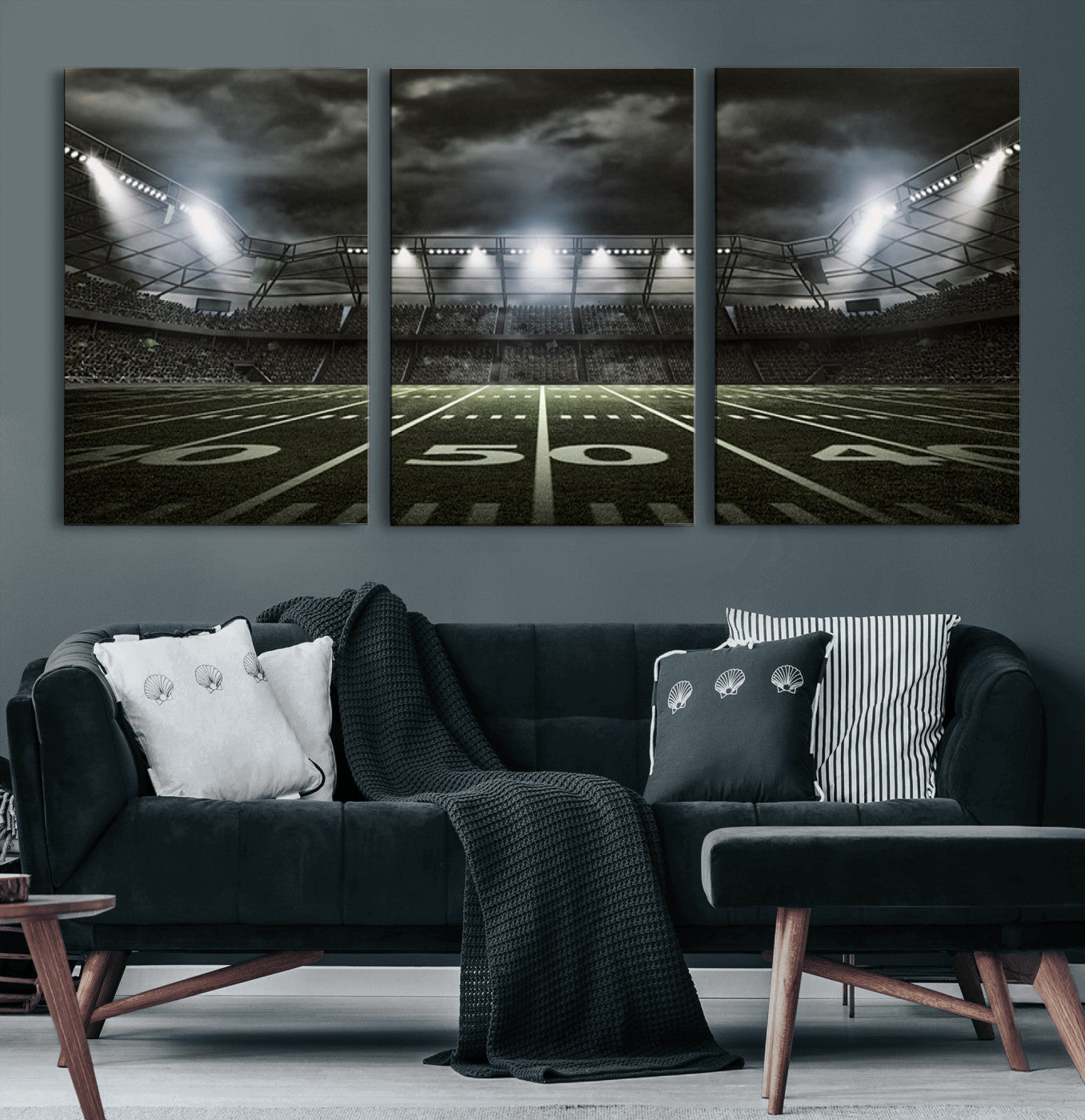 90107-MGV-CV-60X30-3P-American Football Stadium Wall Art Canvas Print, Stadium Sport Wall Art Print