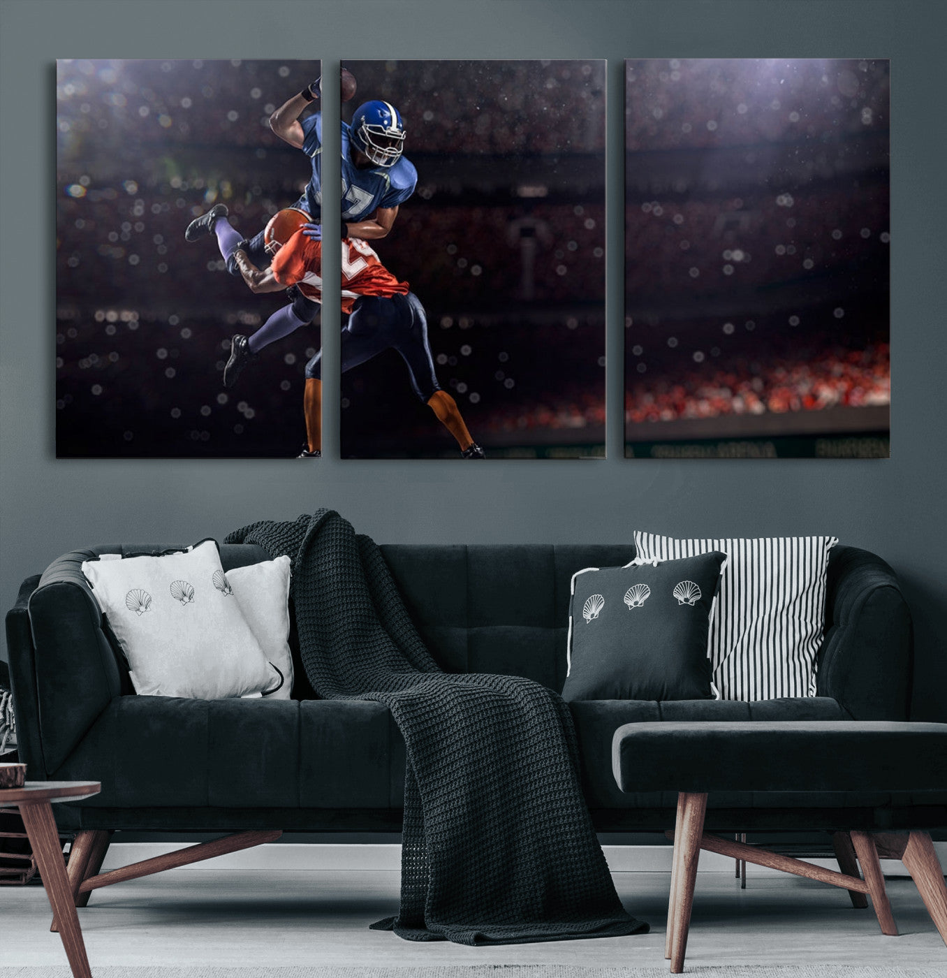 68009-MGV-CV-60X30-3P-American Football Wall Art Canvas Print, Stadium Sport Wall Art Print