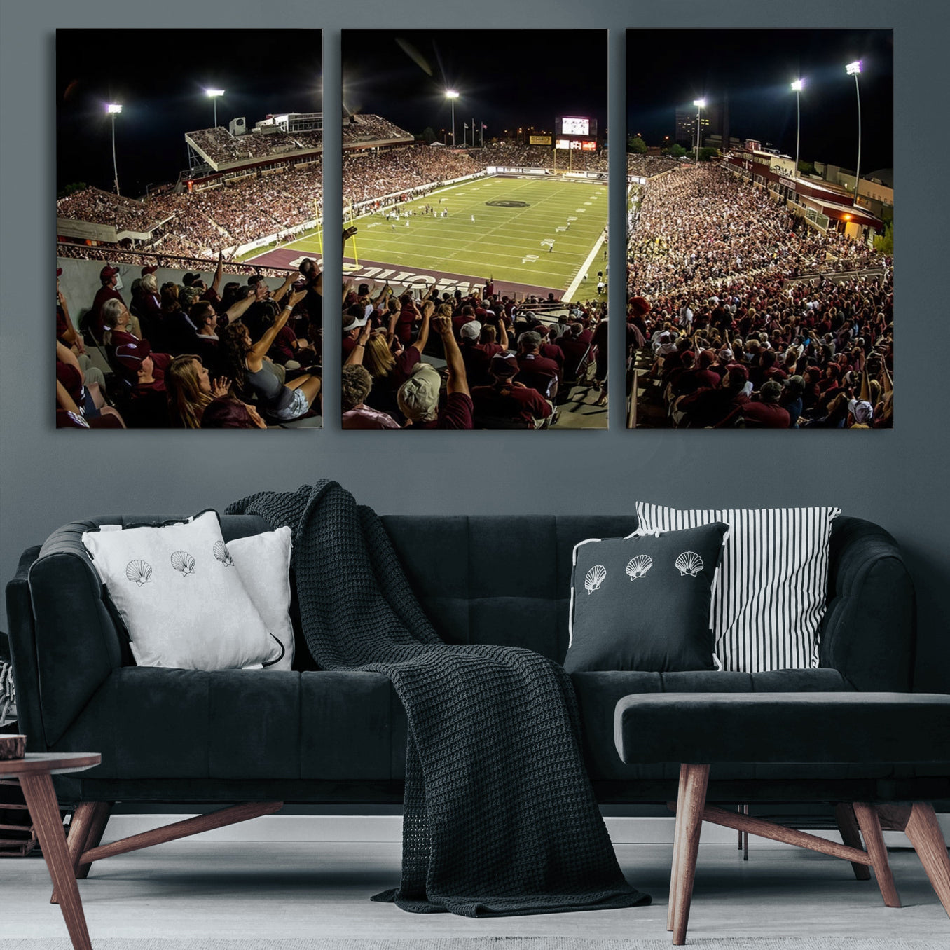 94126-MGV-CV-60X30-3P-Washington-Grizzly Stadium Canvas Wall Art – Exciting Game Night Atmosphere Captured in Panoramic