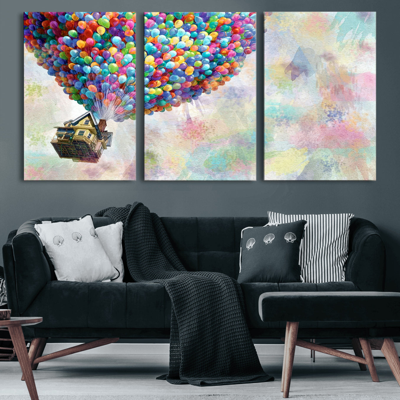 48558-MGV-CV-60X30-3P-Up Pixar Poster, Look Up Pixar Wall Art, Up Pixar Canvas, Kids Play Game Room Decor Wall Art