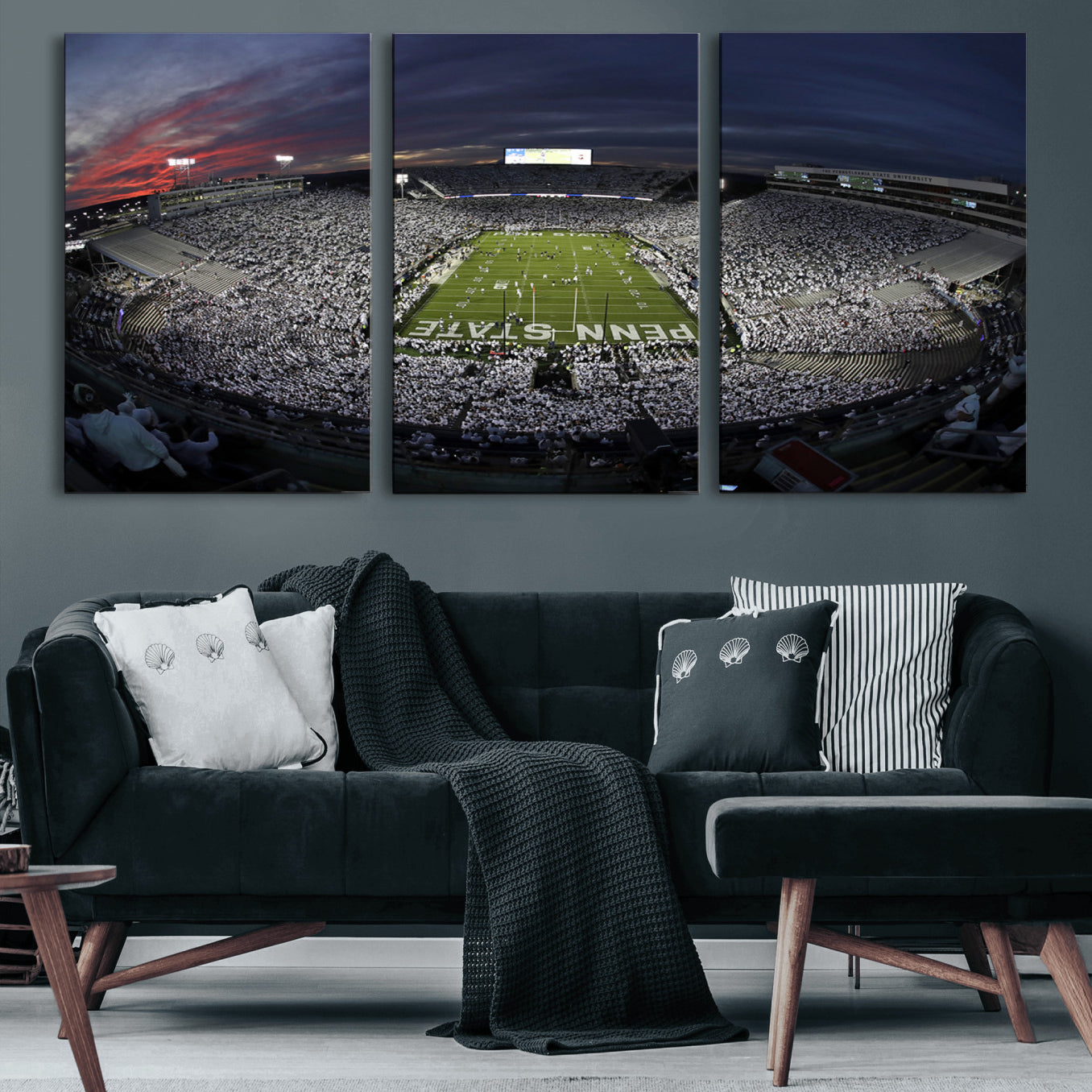 59877-MGV-CV-60X30-3P-Penn State University Nittany Lions Football Team Print - University Park Beaver Stadium Wall Art