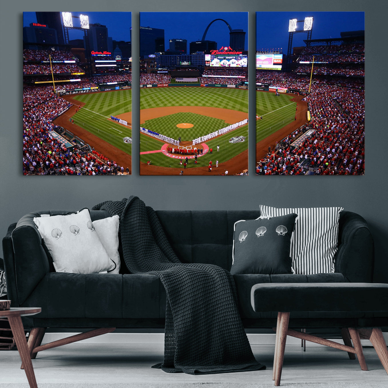 11925-MGV-CV-60X30-3P-St. Louis Cardinals Baseball Team Print - Busch Stadium Wall Art Canvas Print