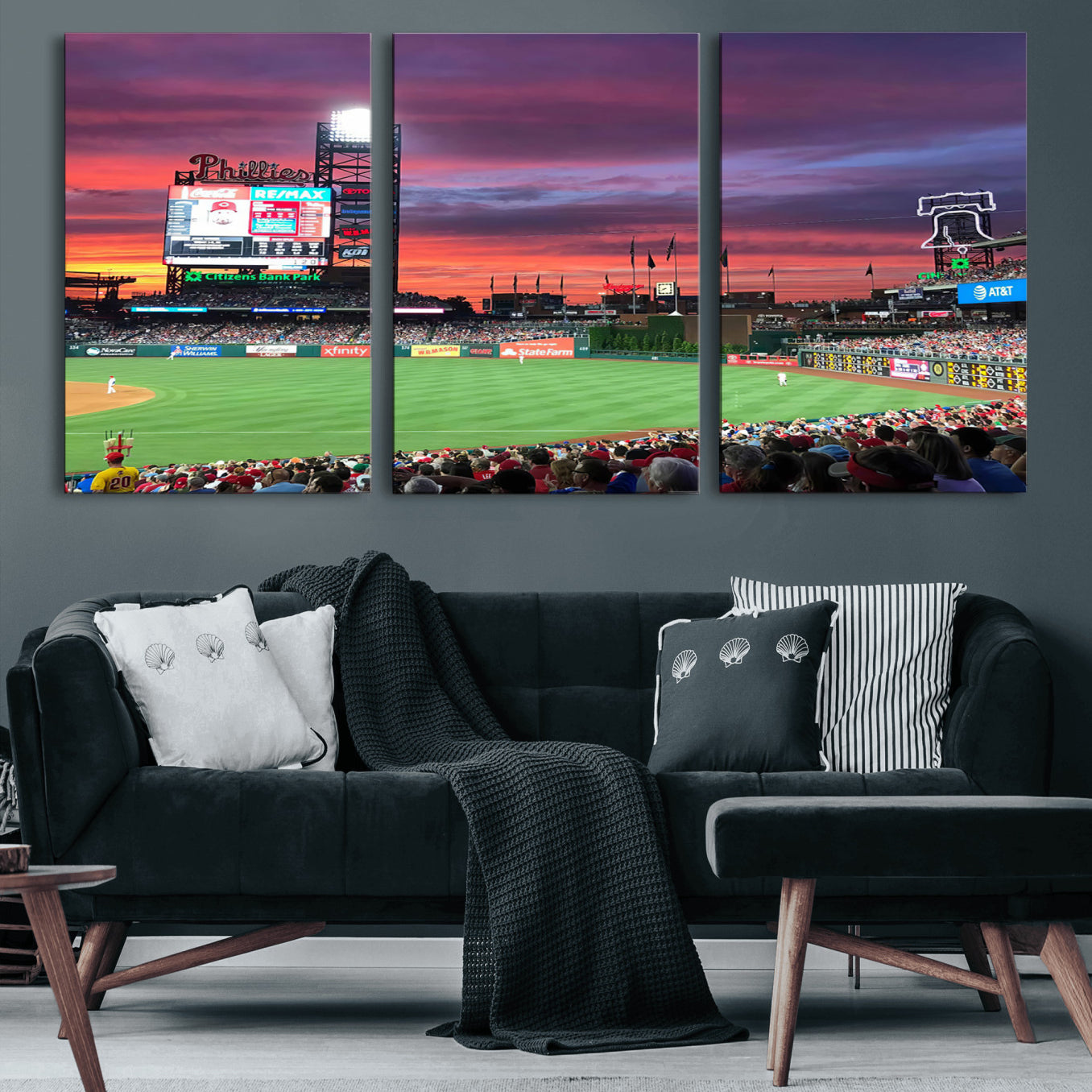 99918-MGV-CV-60X30-3P-Philadelphia Phillies Baseball Team Print - Philadelphia Citizens Bank Park Stadium Wall Art Canvas