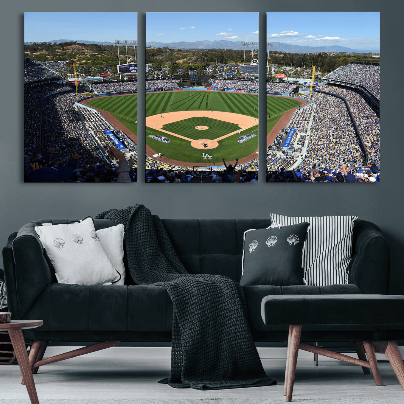 20436-MGV-CV-60X30-3P-Los Angeles Dodgers Dodger Stadium Wall Art Canvas Print - MLB Baseball Stadium Wall Art Canvas