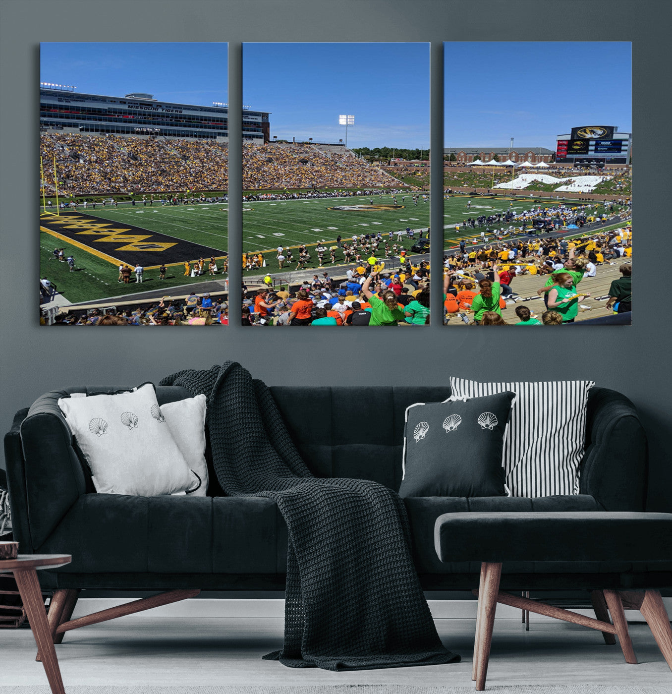 38399-MGV-CV-60X30-3P-University of Missouri Tigers Football Team Print - Columbia Faurot Field Memorial Stadium Wall Art