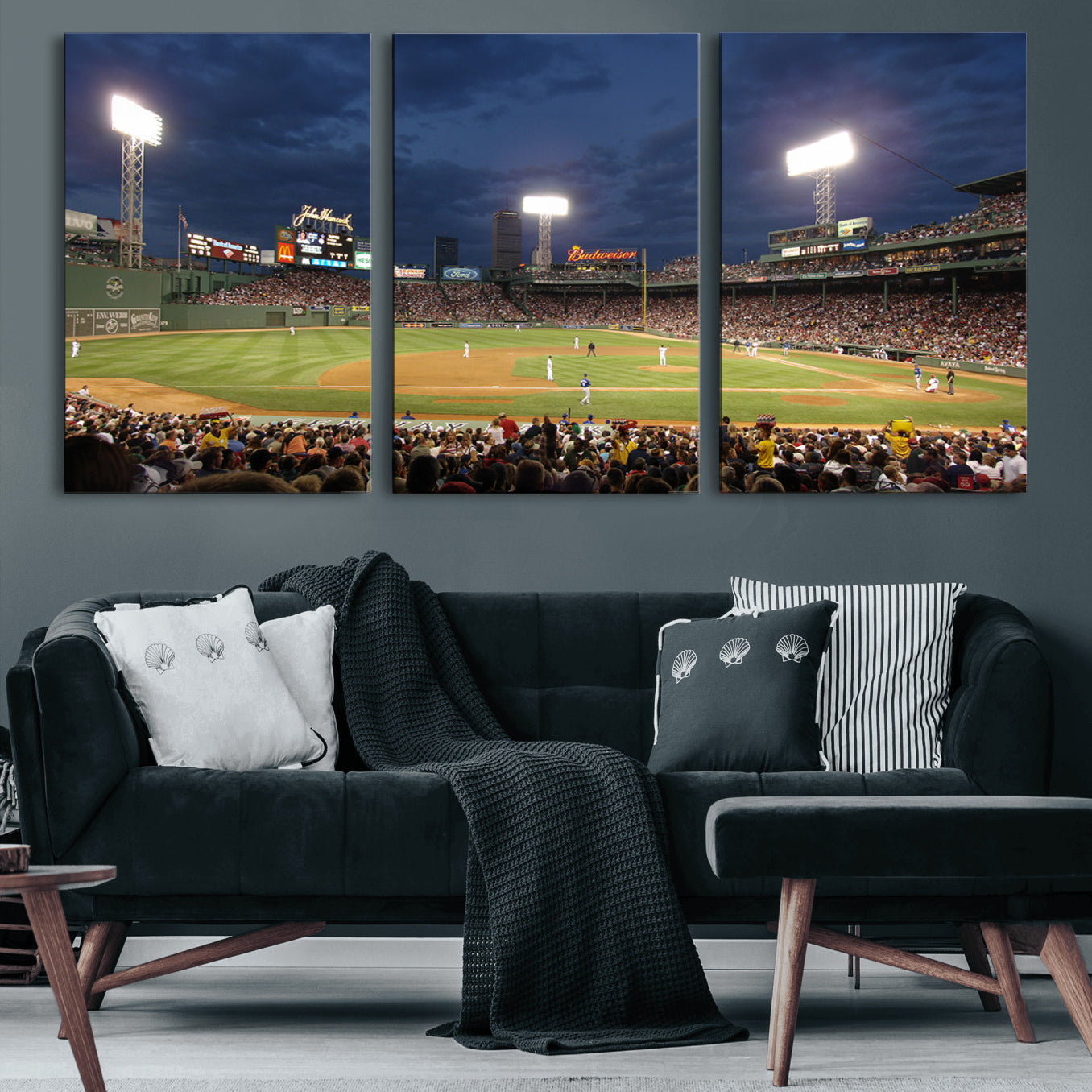 85099-MGV-CV-60X30-3P-Boston Red Sox Baseball Team Print Canvas - Massachusetts Fenway Park Stadium Wall Art Canvas Print