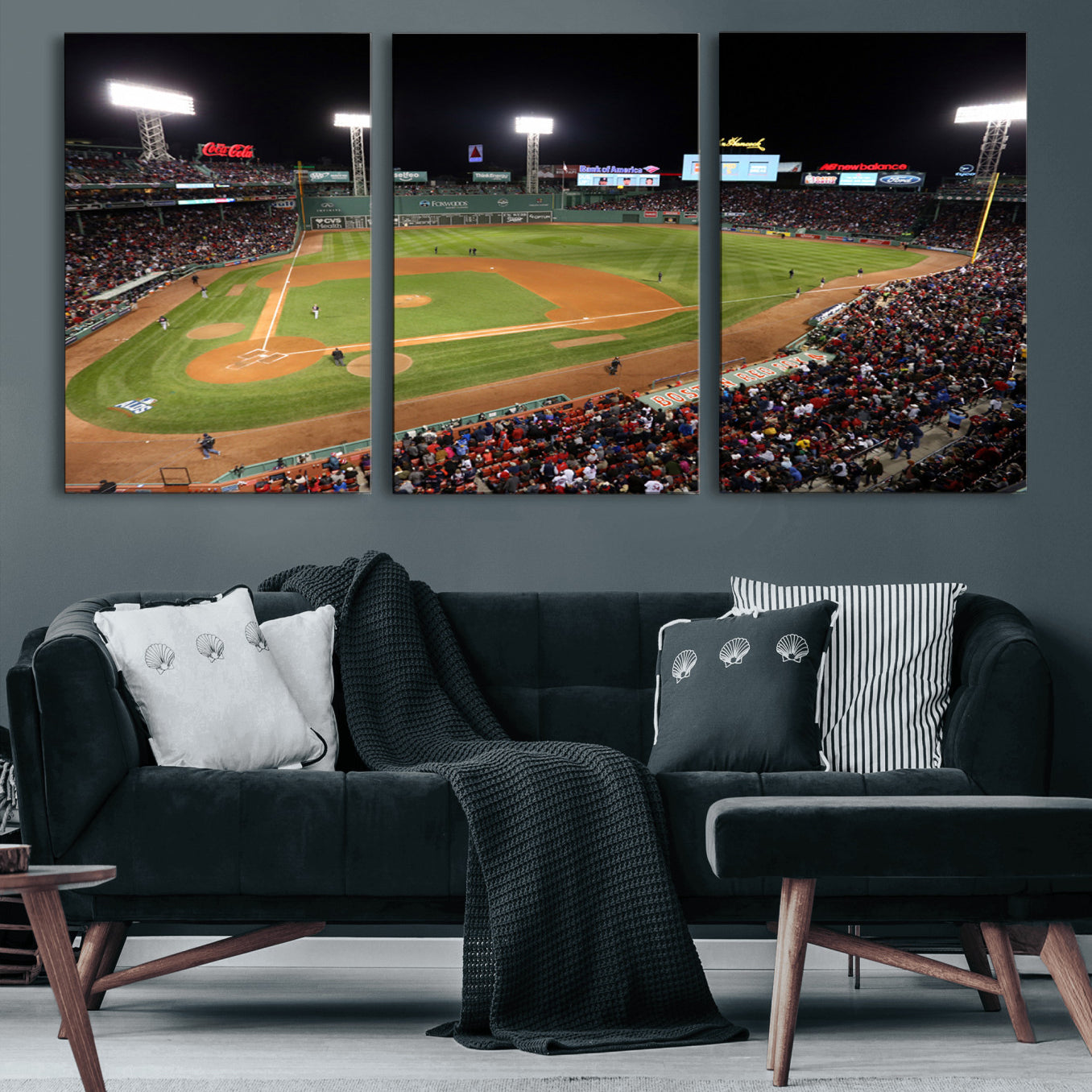 41158-MGV-CV-60X30-3P-Boston Red Sox Baseball Team Print - Massachusetts Fenway Park Stadium Wall Art Canvas Print