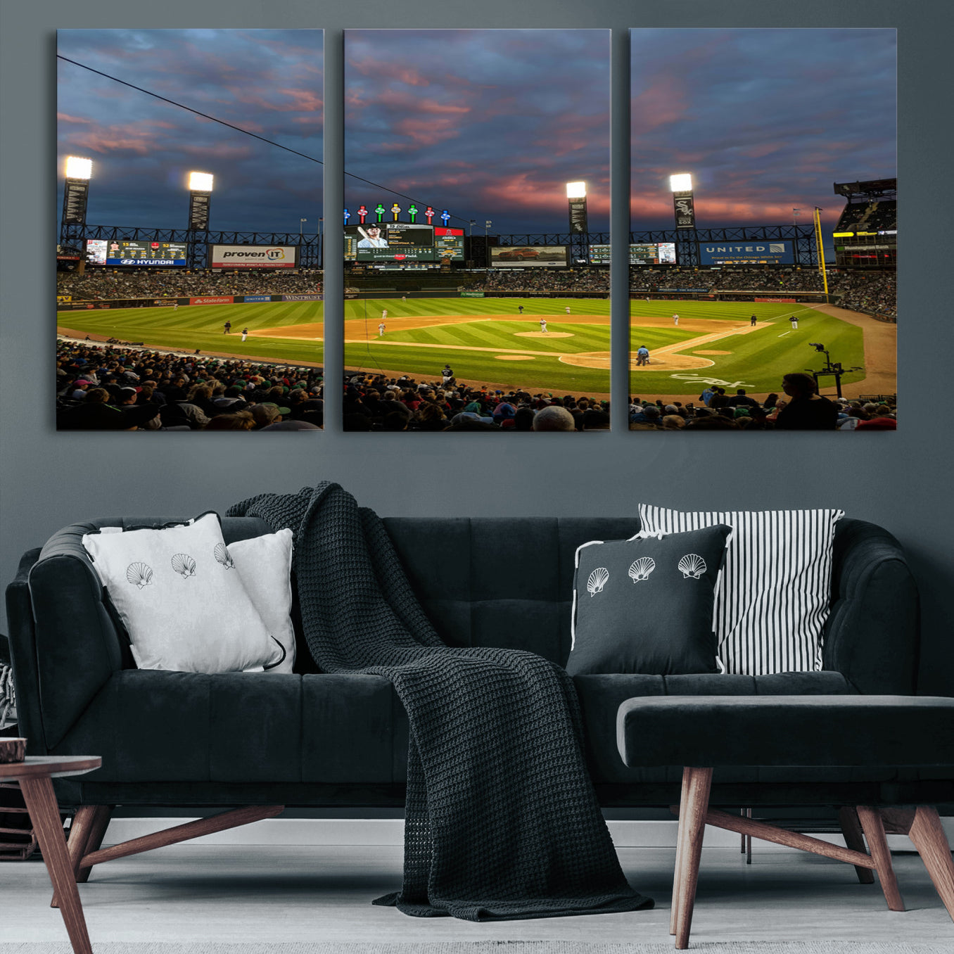 96063-MGV-CV-60X30-3P-Chicago White Sox Baseball Team Print Canvas- Guaranteed Rate Field Stadium Wall Art Canvas Print