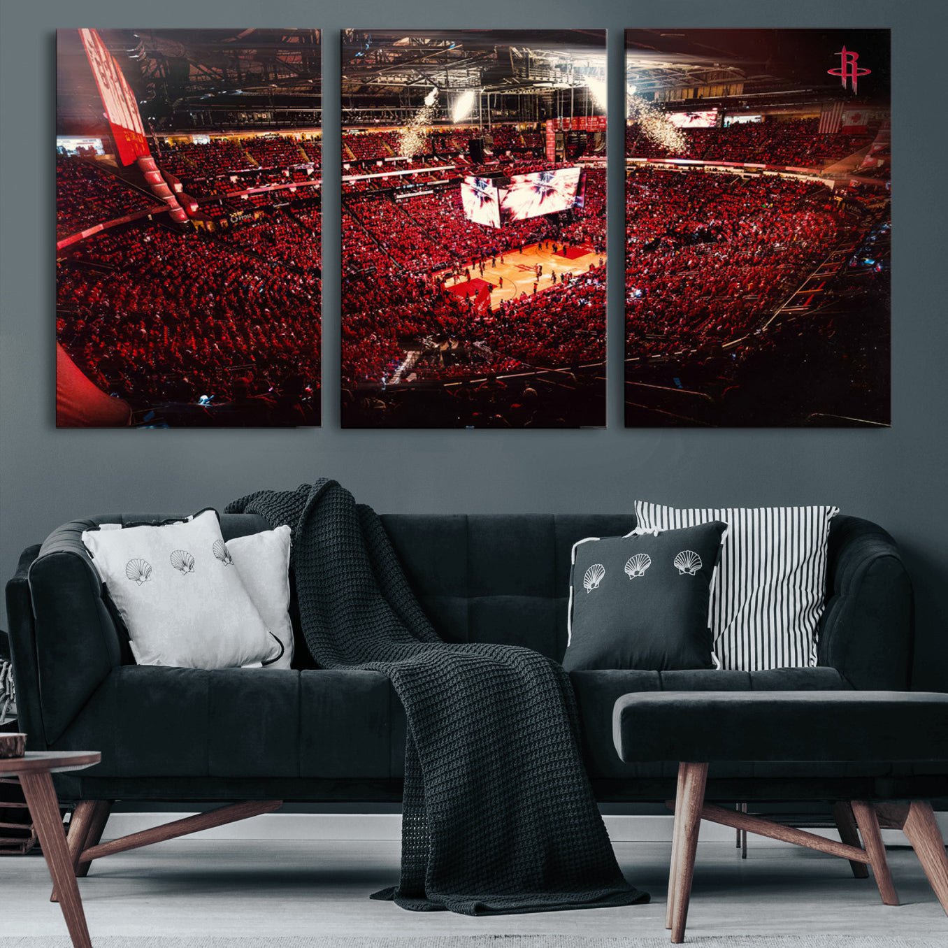 91527-MGV-CV-60X30-3P-Houston Rockets Basketball Team Print Canvas- Houston Toyota Center Stadium Wall Art Canvas Print
