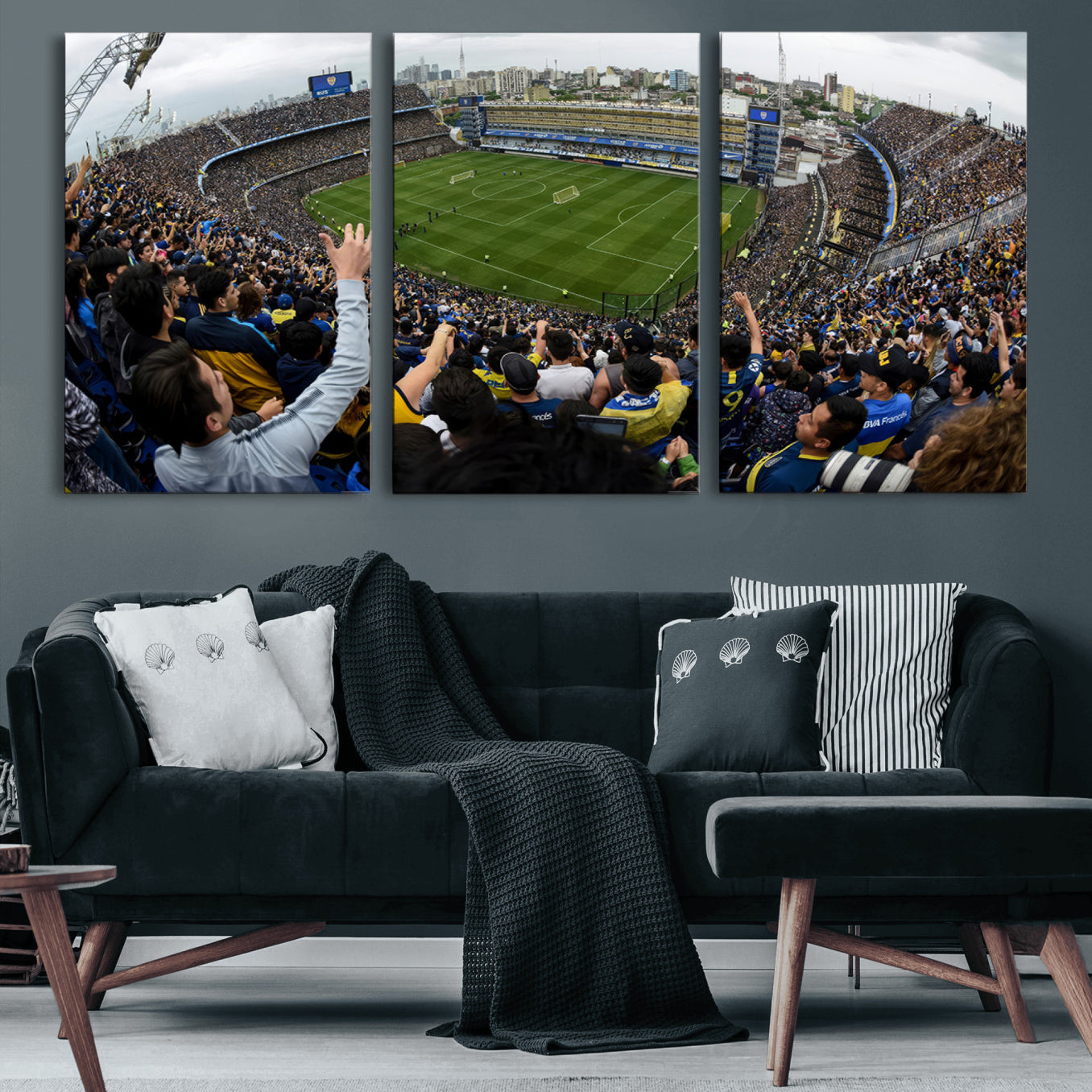23173-MGV-CV-60X30-3P-Boca Juniors Soccer Team Print - Buenos Aires Bombonera Stadium Wall Art Canvas Print