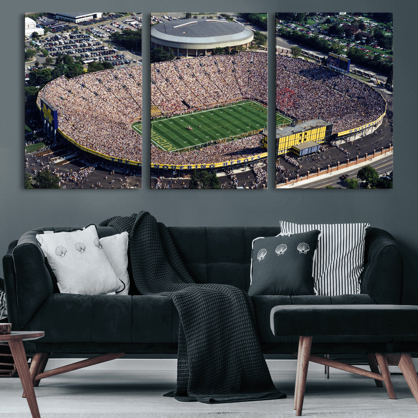 27314-MGV-CV-60X30-3P-Michigan Wolverines Football Team Print - Ann Arbor Michigan Stadium Print, Michigan Wolverines