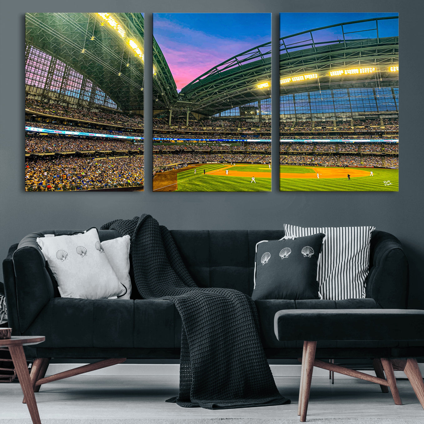 17006-MGV-CV-36X24-Milwaukee Brewers Baseball Team Print Canvas- American Family Field Stadium Wall Art Canvas Print