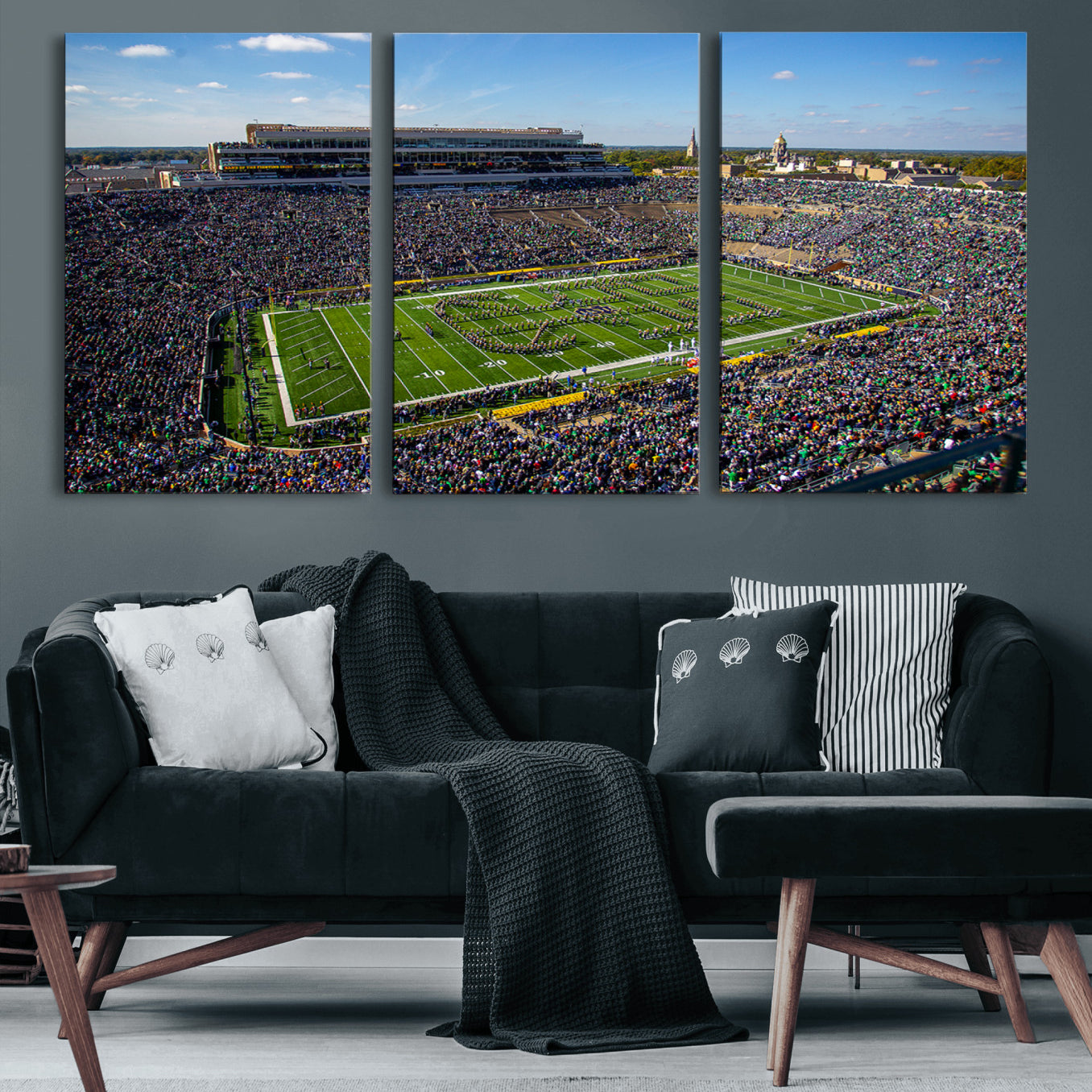 50114-MGV-CV-60X30-3P-Notre Dame Fighting Irish Football Team Print - Notre Dame Stadium Wall Art Canvas Print