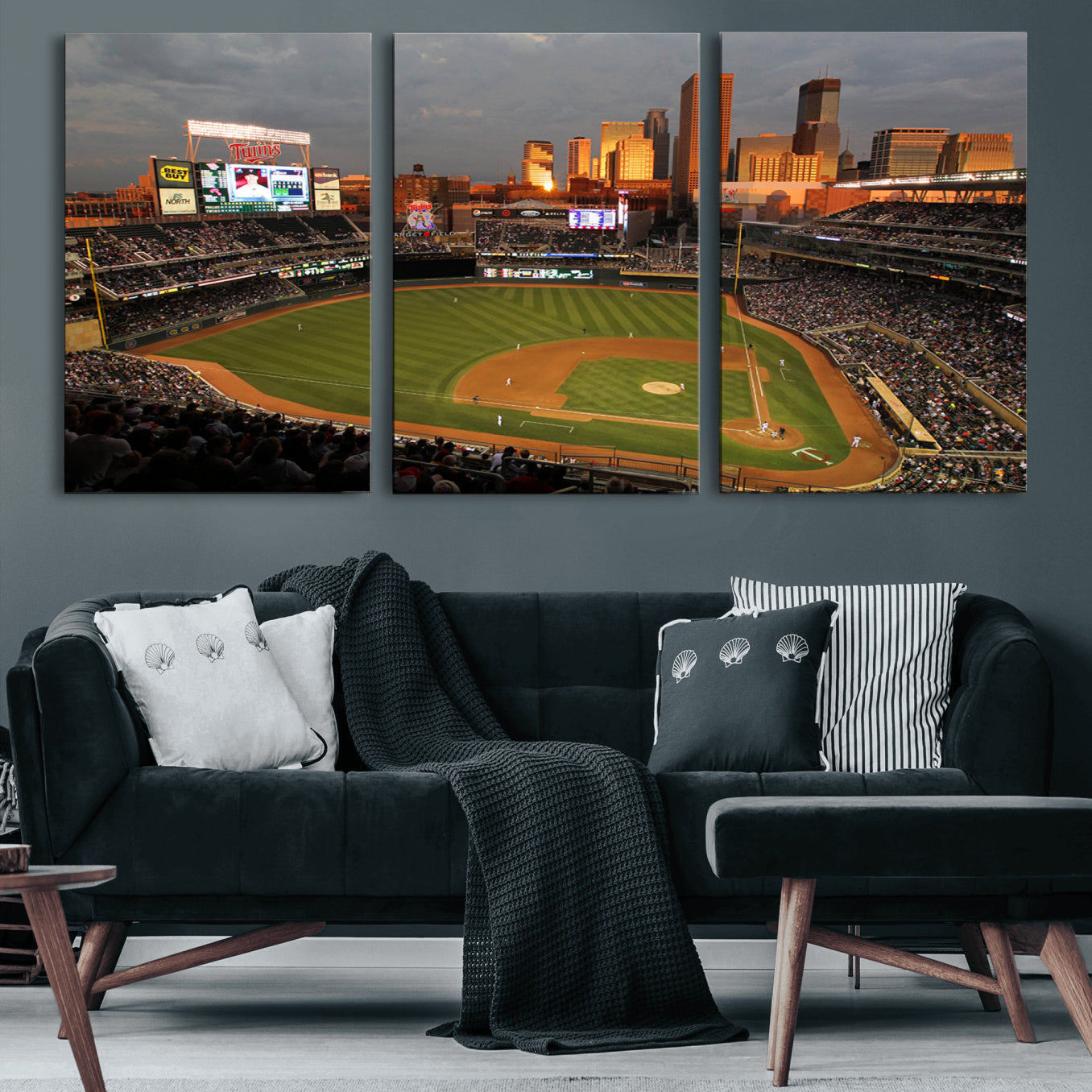 99822-MGV-CV-36X24-Minnesota Twins Baseball Team Print - Minneapolis Target Field Stadium Wall Art Canvas Print