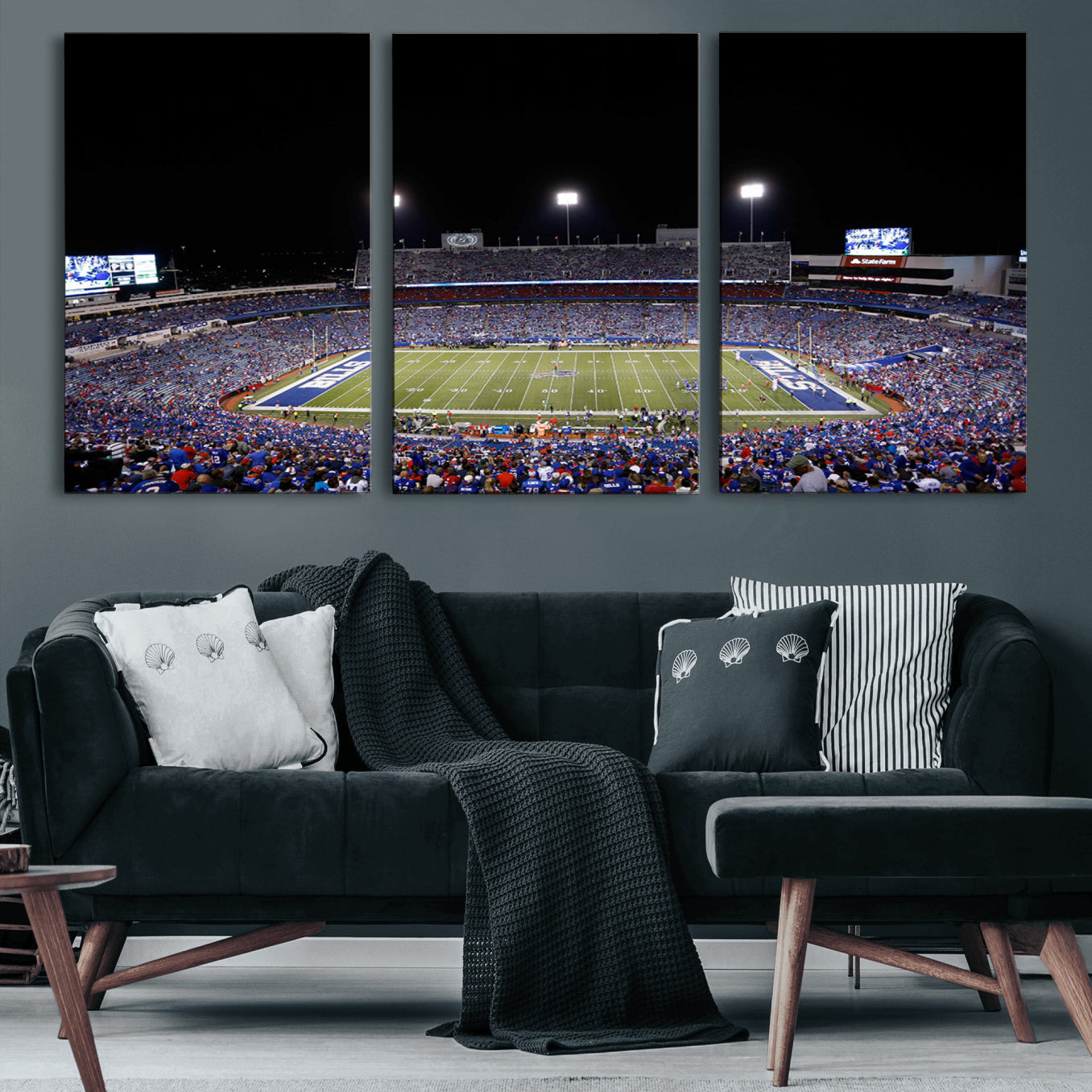 59036-MGV-CV-60X30-3P-Buffalo Bills Wall Art - Buffalo Bills Stadium Canvas Print, Perfect Sports Decor for Living Rooms,