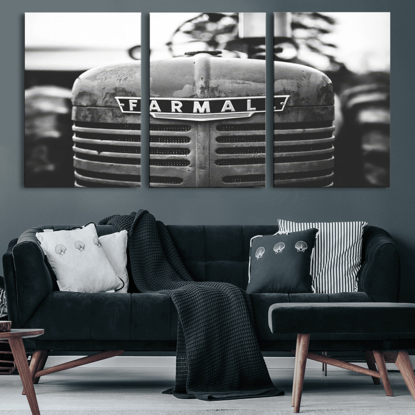 48656-MGV-CV-60X30-3P-Vintage Farmall Tractor Wall Art Canvas Print, Rustic Farmhouse Decor Ready to Hang