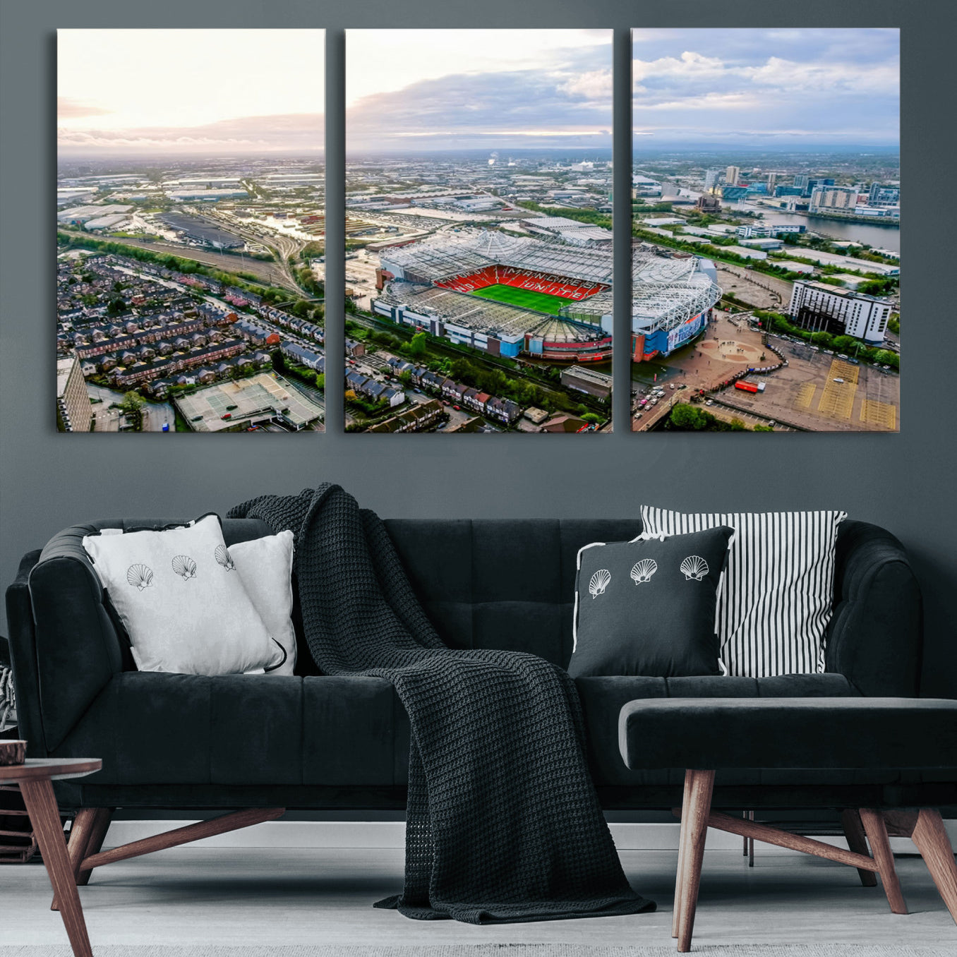 -Old Trafford Manchester United Stadium Wall Art Canvas Print - Aerial View Stadium, Old Trafford
