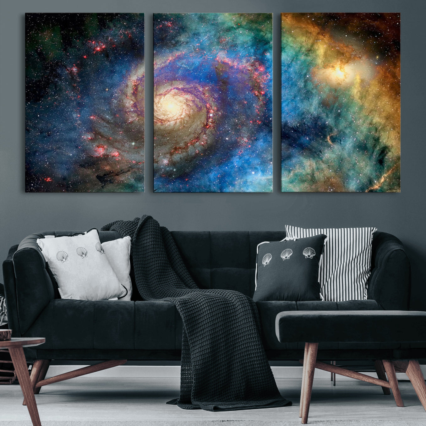 63487-MGV-CV-60X30-3P-Spiral Galaxy Wall Art Canvas Print
