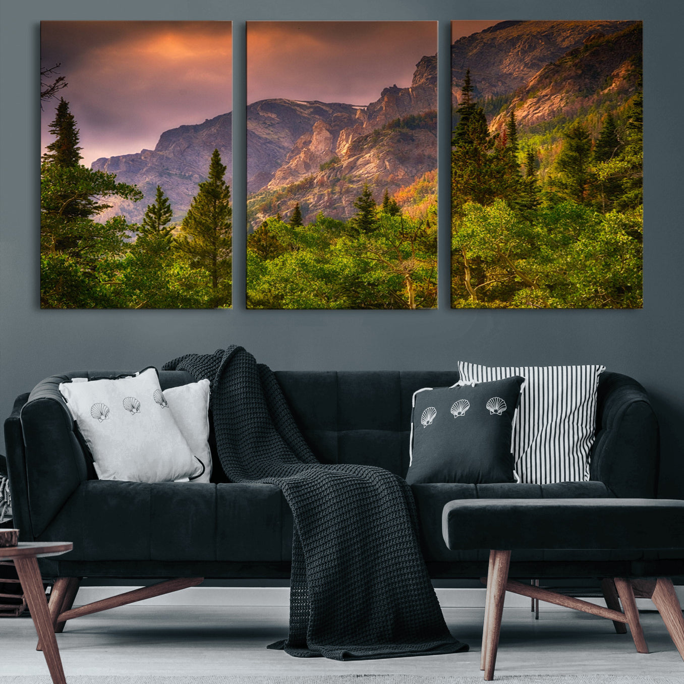 81684-MGV-CV-60X30-3P-Colorado Rockies Mountains Wall Art Canvas Print | Ready to Hang Framed Mountain Landscape