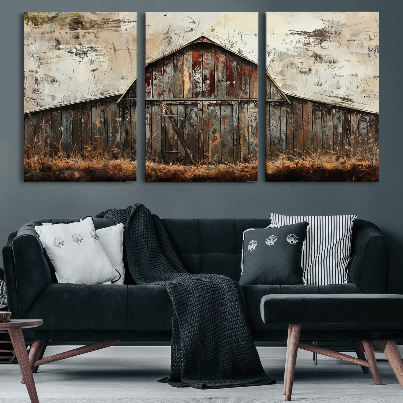 94486-MGV-CV-60X30-3P-Rustic Barn Wall Art | Farmhouse Wall Decor Canvas Print | Ready to Hang Barn Decor for Cabin or