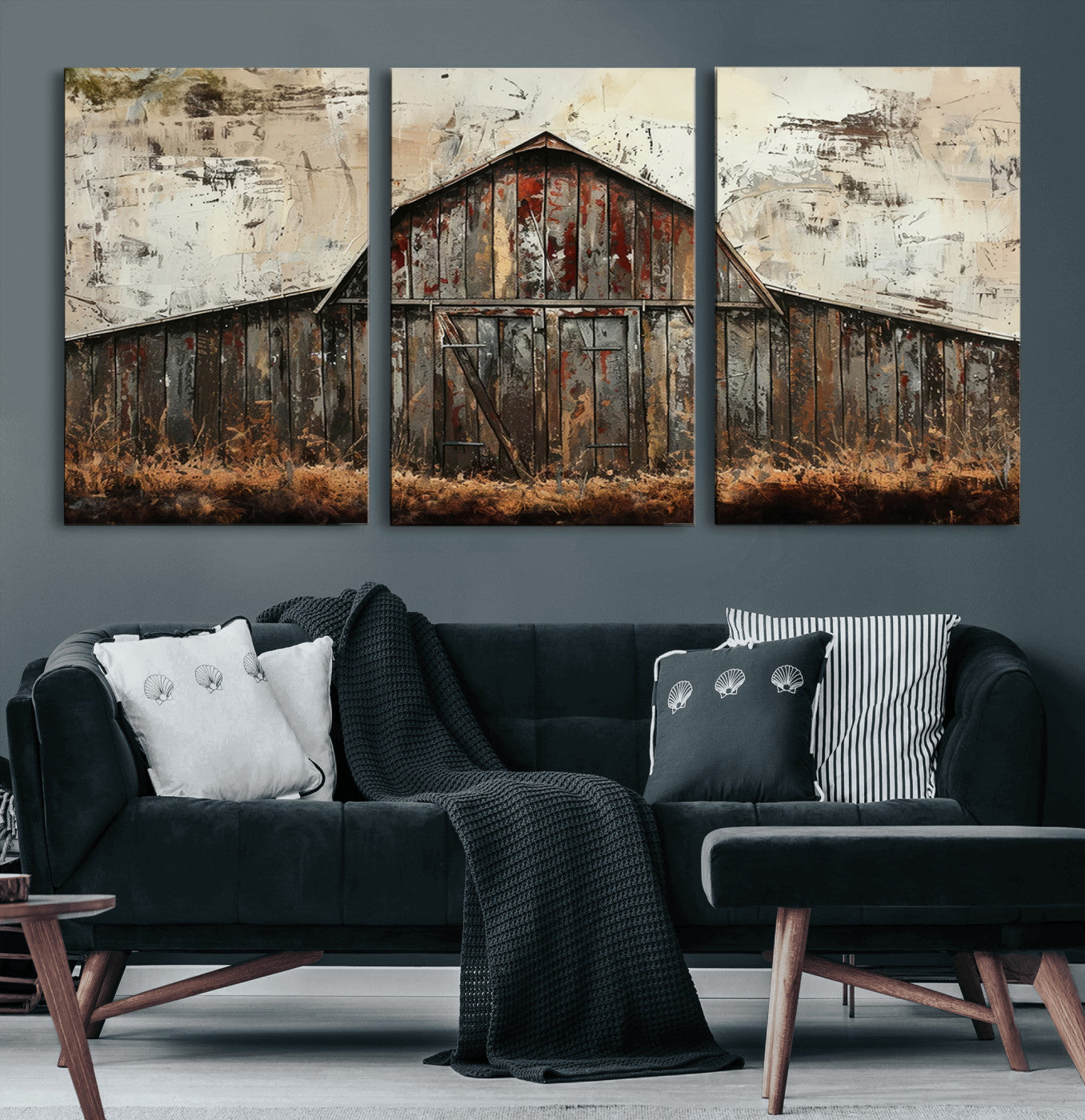 94486-MGV-CV-60X30-3P-Rustic Barn Wall Art | Farmhouse Wall Decor Canvas Print | Ready to Hang Barn Decor for Cabin or