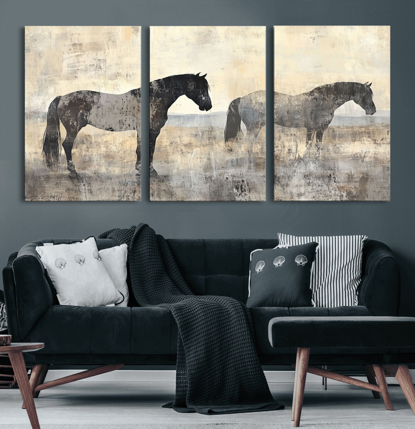 81988-MGV-CV-60X30-3P-Vintage Horses Wall Art Canvas Print