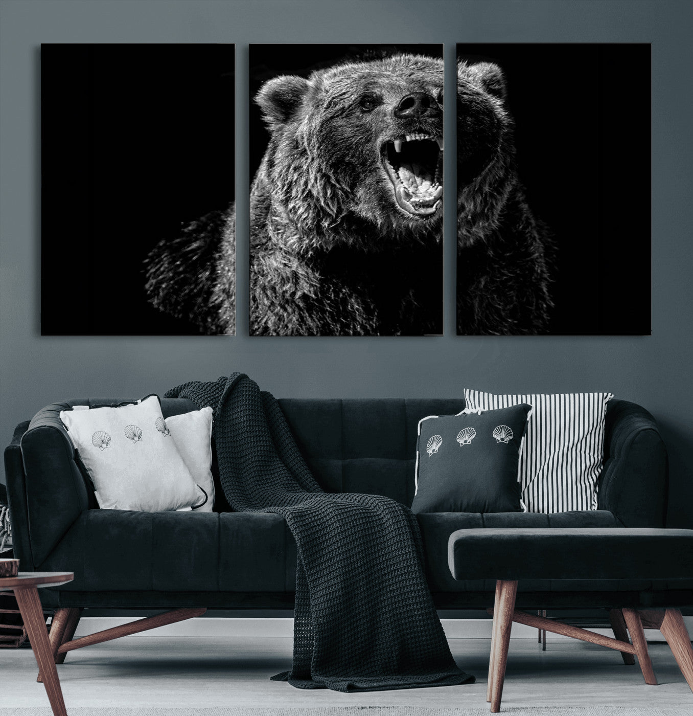 57891-MGV-CV-60X30-3P-Bear Canvas Print | Wildlife Wall Art for Cabin Decor | Ready to Hang Framed