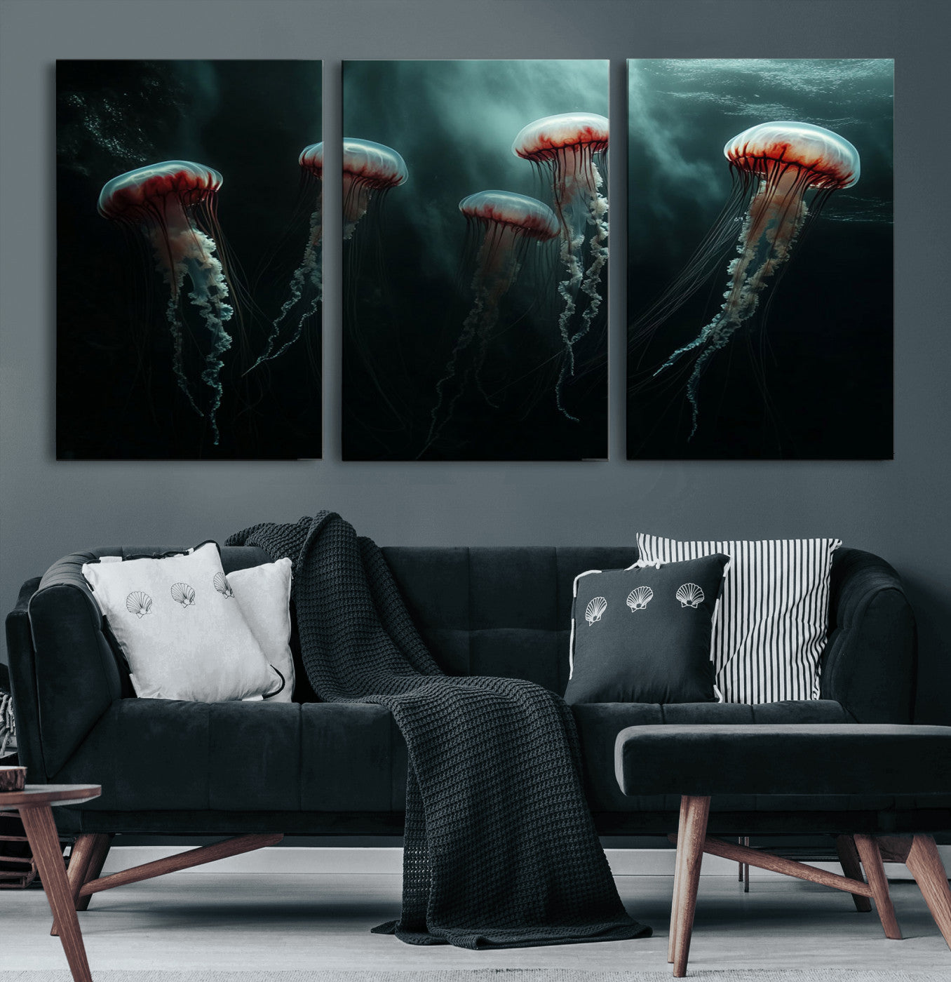 59728-MGV-CV-60X30-3P-Abstract Jellyfish Wall Art Canvas Print