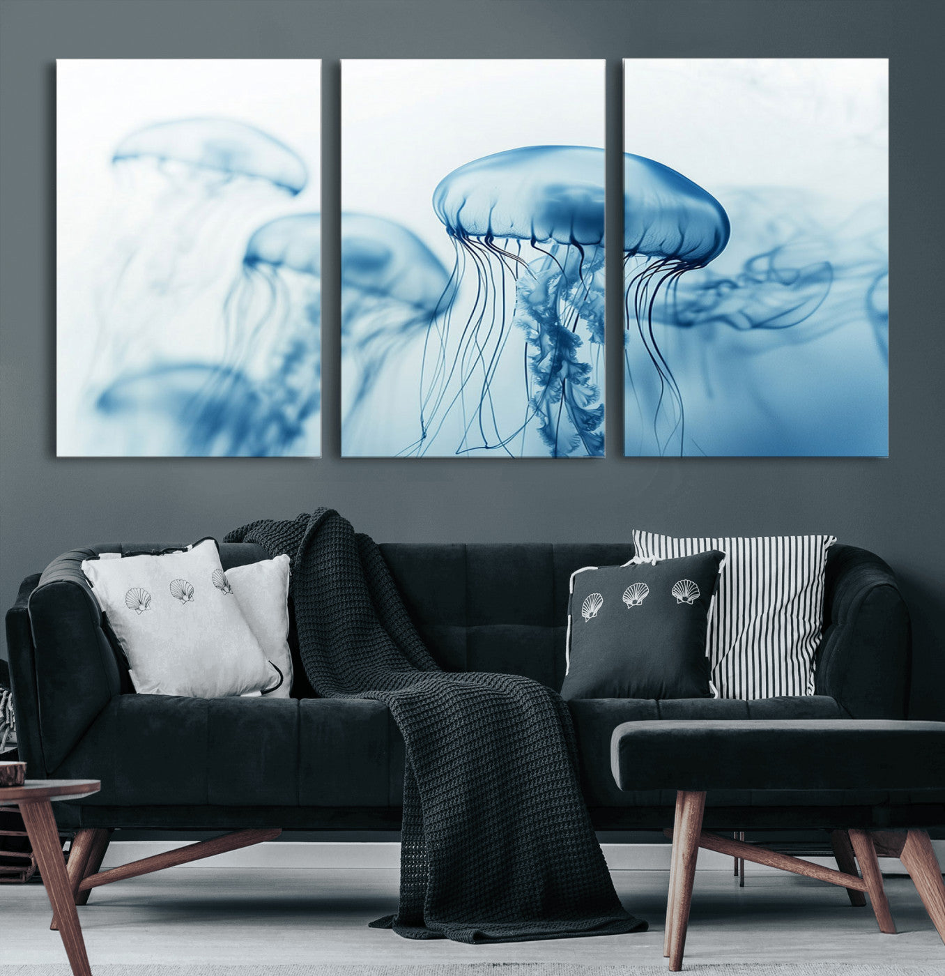 87333-MGV-CV-60X30-3P-Blue Jellyfish Wall Art Canvas Print