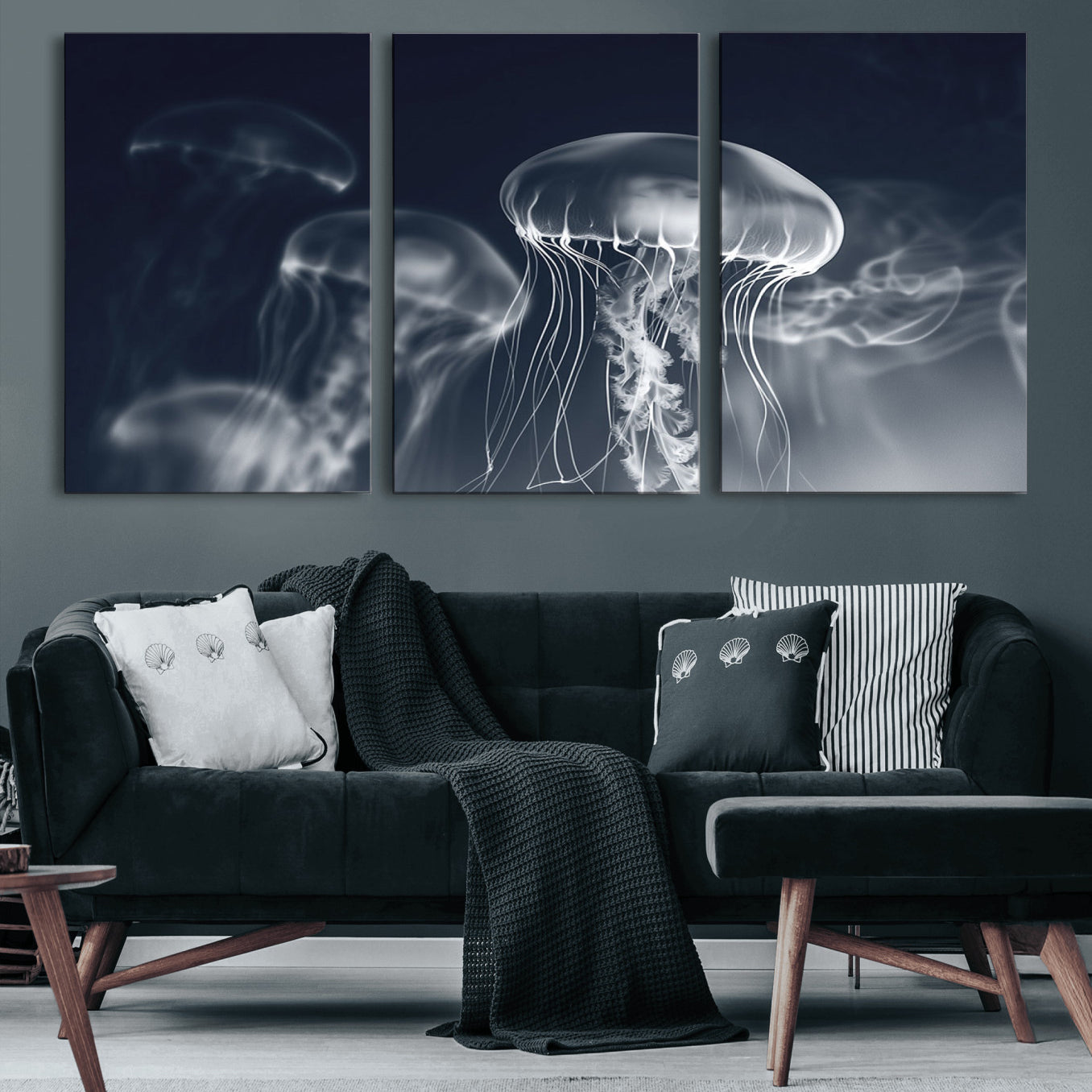 -Jellyfish Wall Art Canvas Print, Modern Abstract Jellyfish Wall Decor