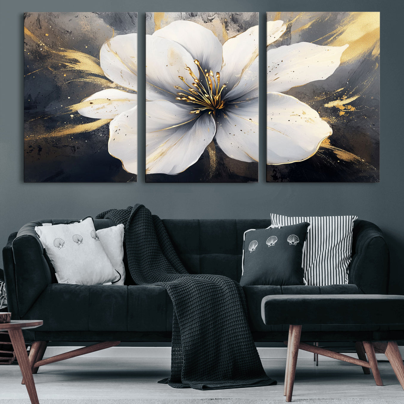 -White Flower Wall Art Canvas Print | Ready to Hang | Abstract Floral Wall Decor | Elegant Bloom