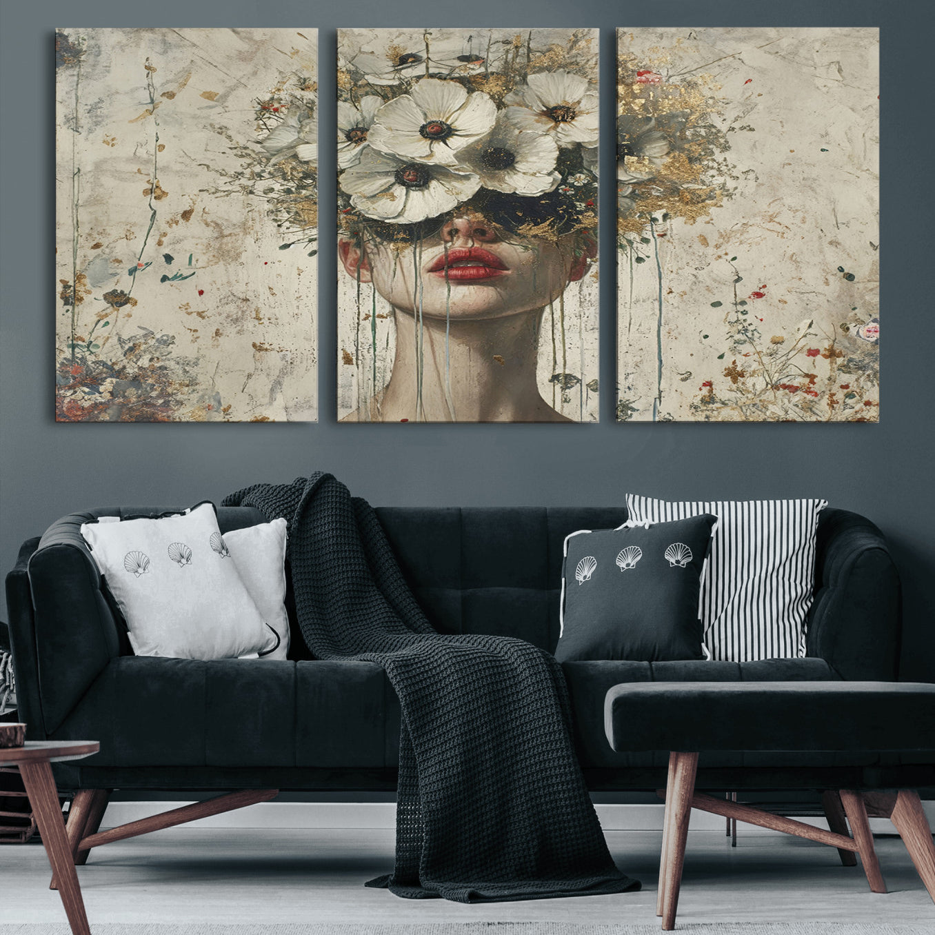 72759-MGV-CV-60X30-3P-Abstract Floral Women Patel Wall Art Canvas Print