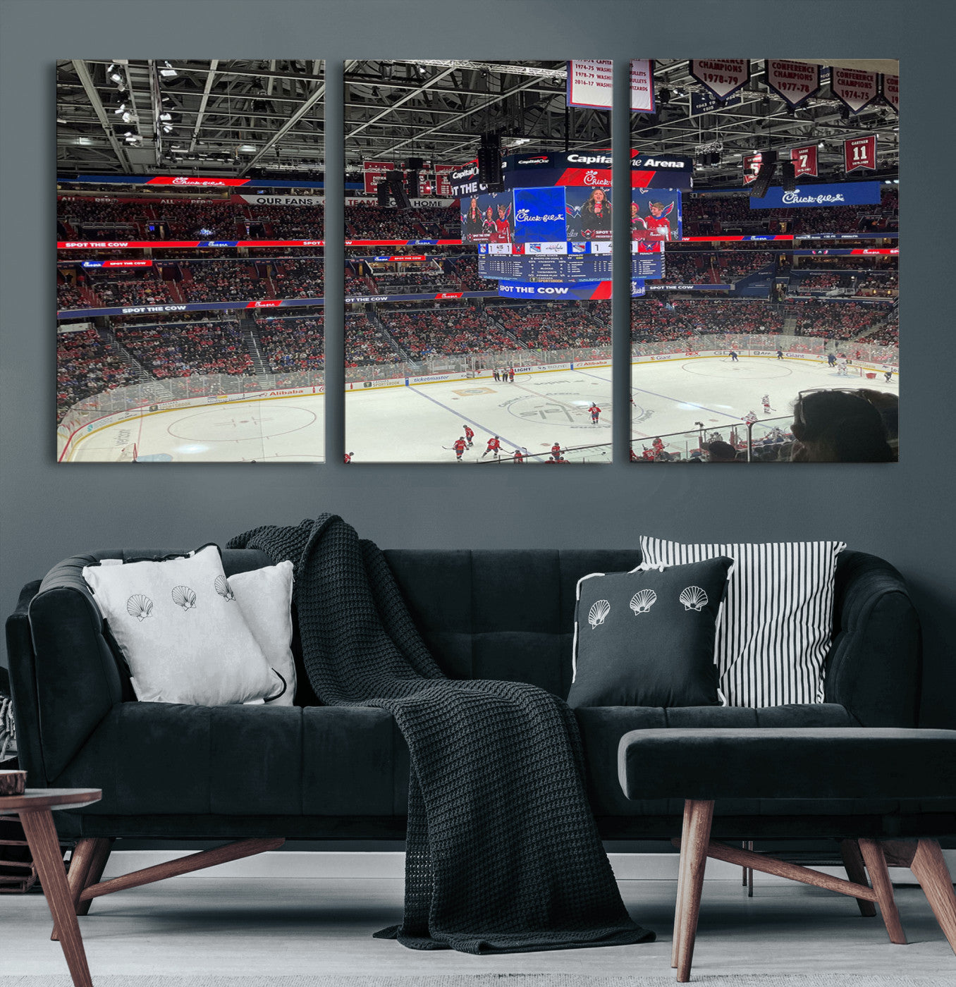 71287-MGV-CV-60X30-3P-Washington Capitols New York Rangers Ice Hockey Game Stadium Wall Art Canvas Print
