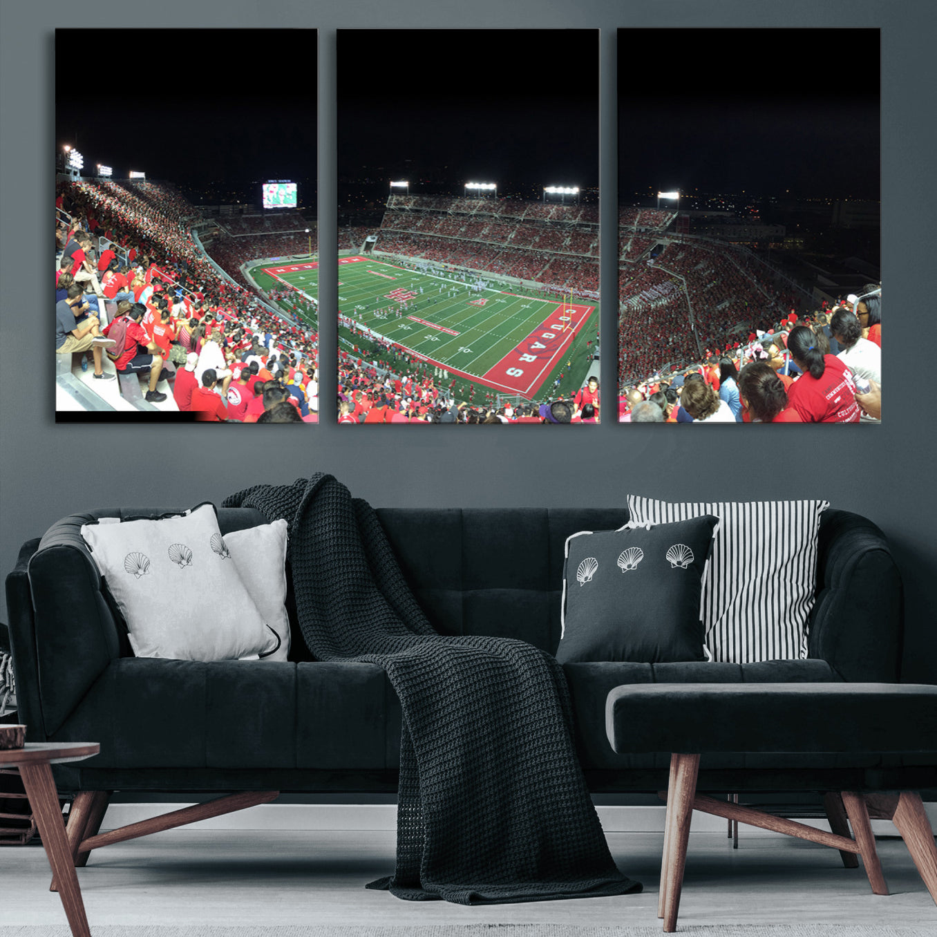 67036-MGV-CV-60X30-3P-Houston Cougars Football Team Print - Houston TDECU Stadium Wall Art Canvas Print