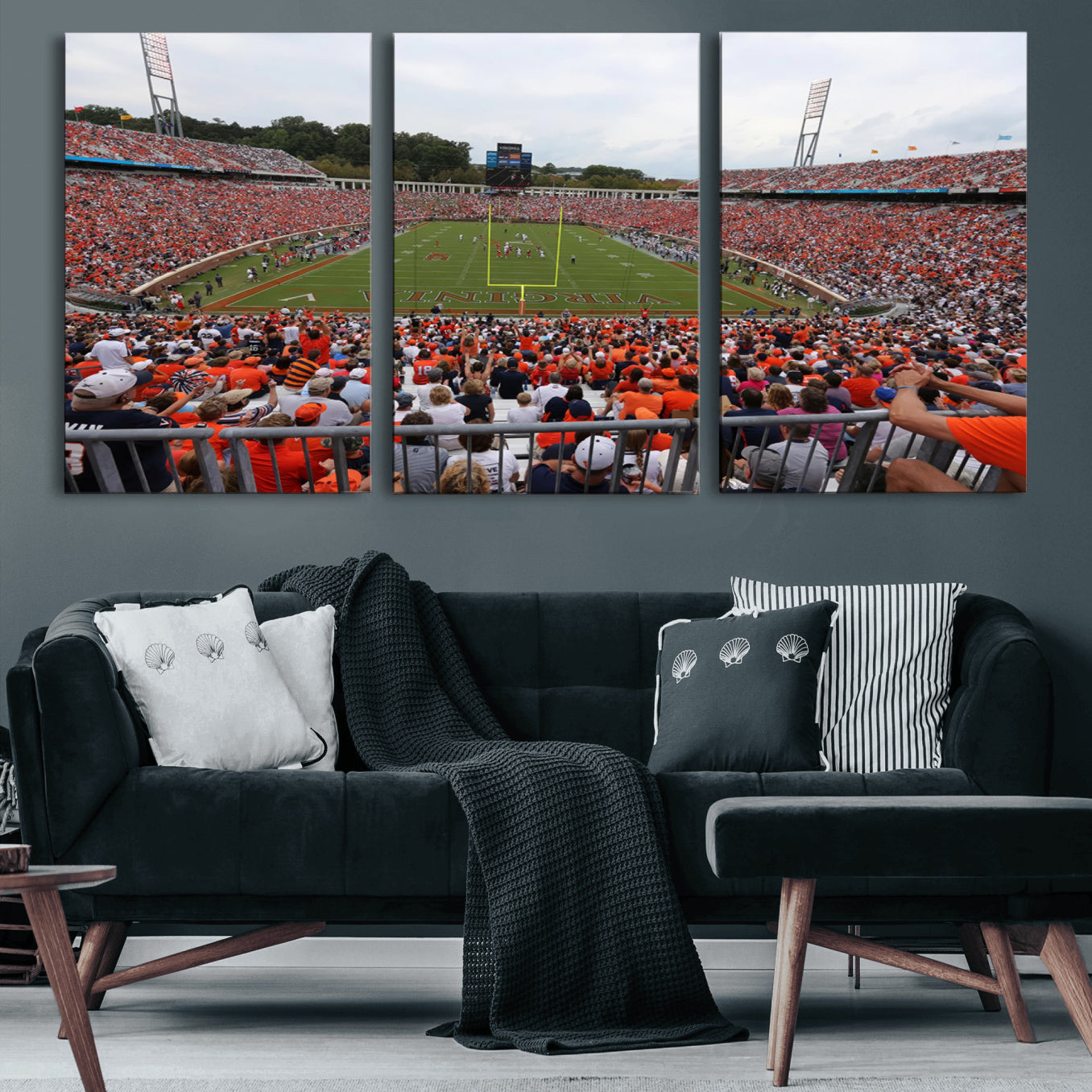 63606-MGV-CV-36X24 - Virginia Cavaliers Football Team Print - Charlottesville Scott Stadium Print Wall Art Canvas