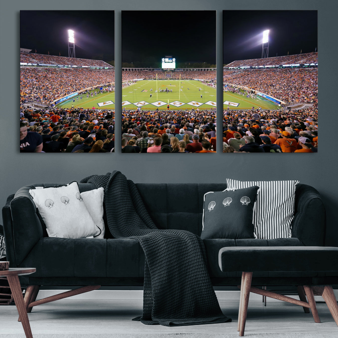 -Virginia Cavaliers Football Team Print - Charlottesville Scott Stadium Wall Art Canvas Print