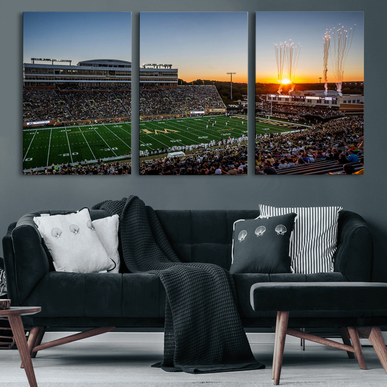 29253-MGV-CV-60X30-3P-Demon Deacons Football Team Print Canvas- Winston-Salem Allegacy Federal Credit Union Stadium Wall