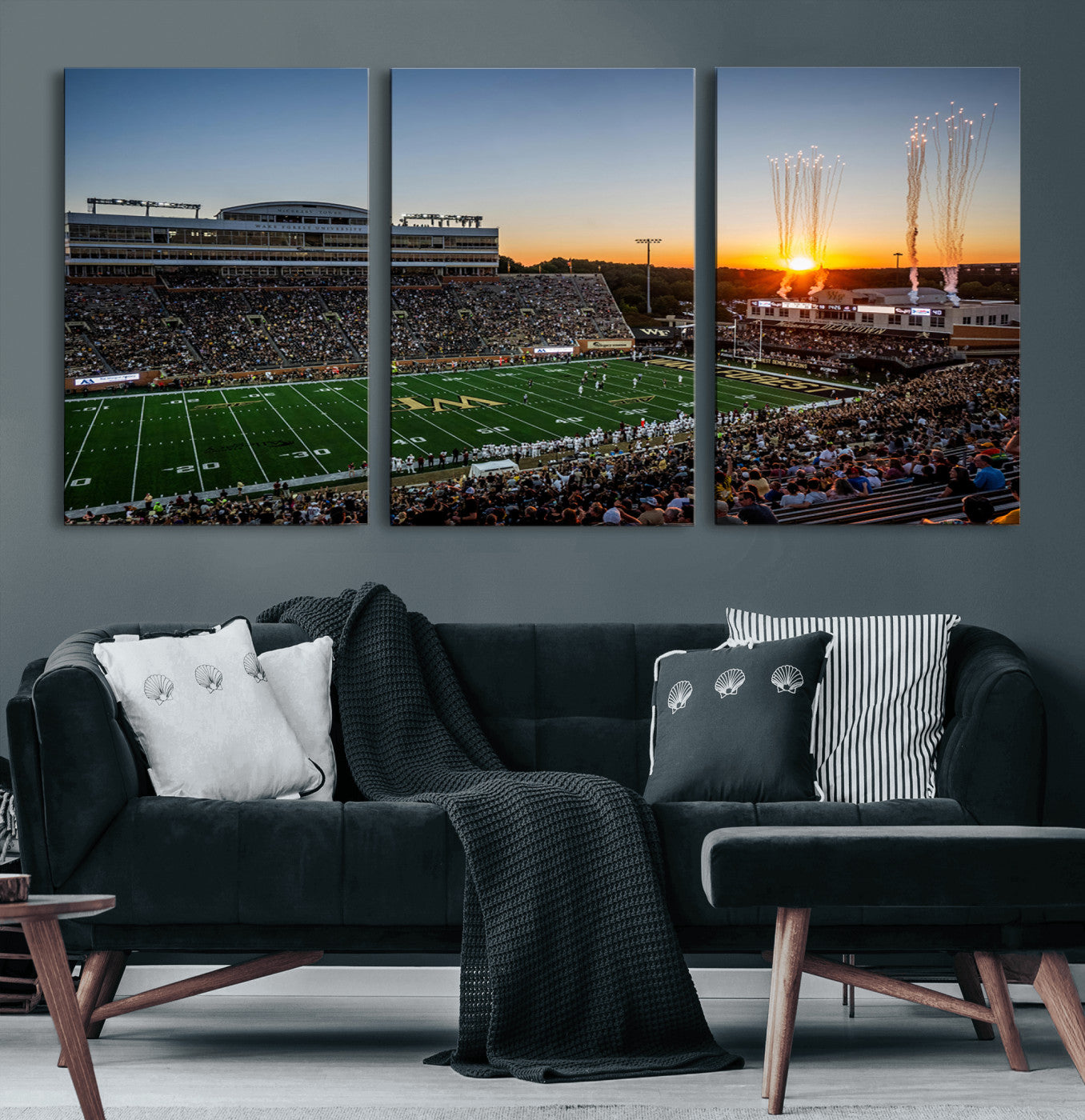 29253-MGV-CV-60X30-3P-Demon Deacons Football Team Print Canvas- Winston-Salem Allegacy Federal Credit Union Stadium Wall