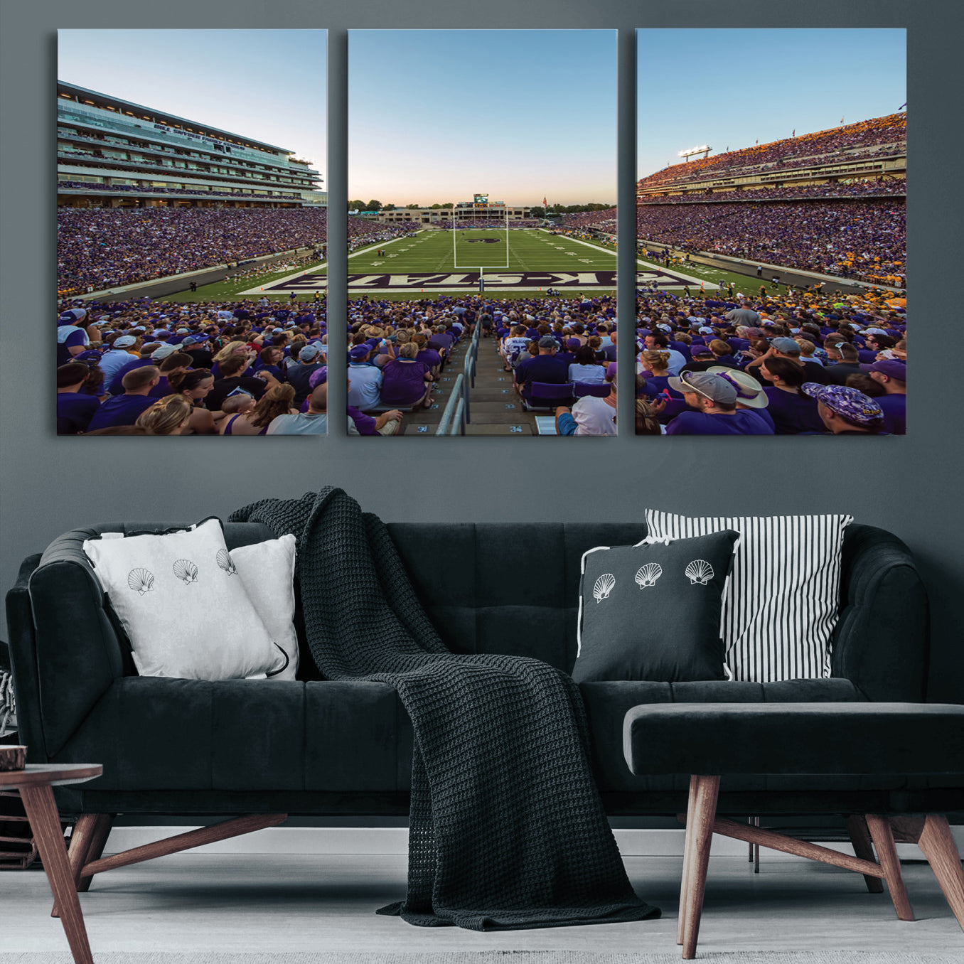 82792-MGV-CV-60X30-3P-Kansas State University Wildcats Football Team Print - Manhattan Bill Snyder Family Football Stadium