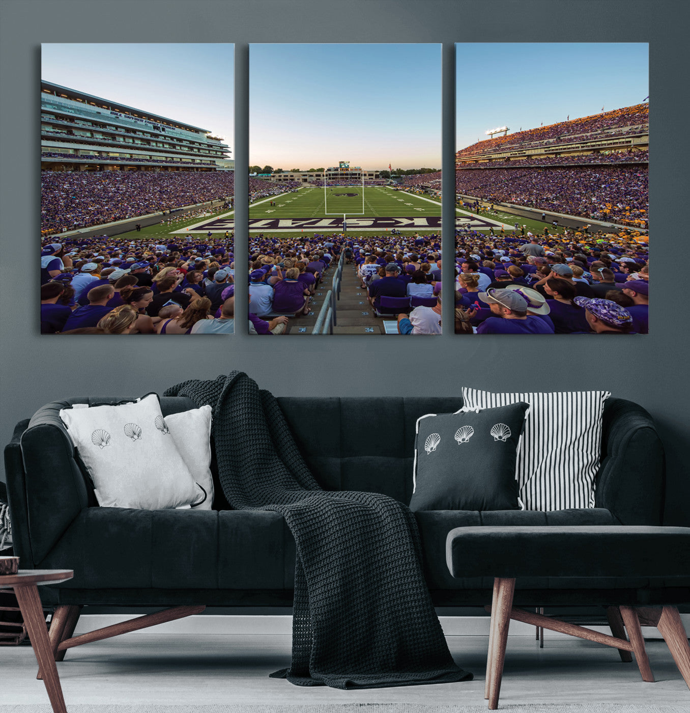 82792-MGV-CV-60X30-3P-Kansas State University Wildcats Football Team Print - Manhattan Bill Snyder Family Football Stadium