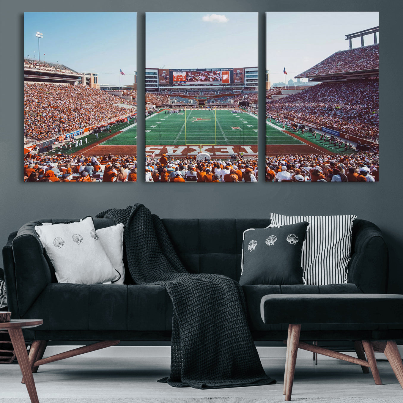 14826-MGV-CV-60X30-3P-Framed Texas Memorial Stadium Canvas, University of Texas Longhorns Football Team Print - Austin