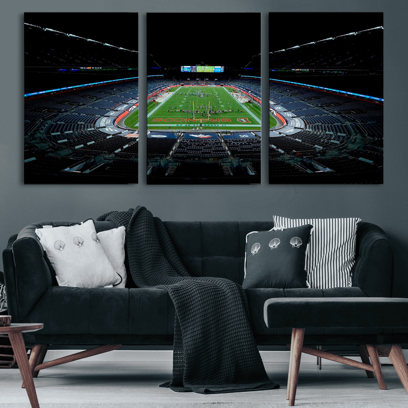-Denver Broncos Football Team Print Canvas- Denver Empower Field at Mile High Stadium Wall Art Canvas