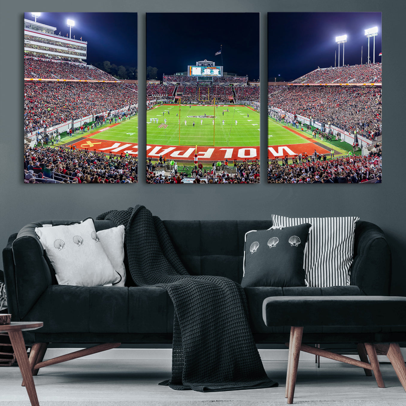 80943-MGV-CV-60X30-3P-Wolfpack Football Team Print - Raleigh Carter-Finley Stadium Wall Art Canvas Print