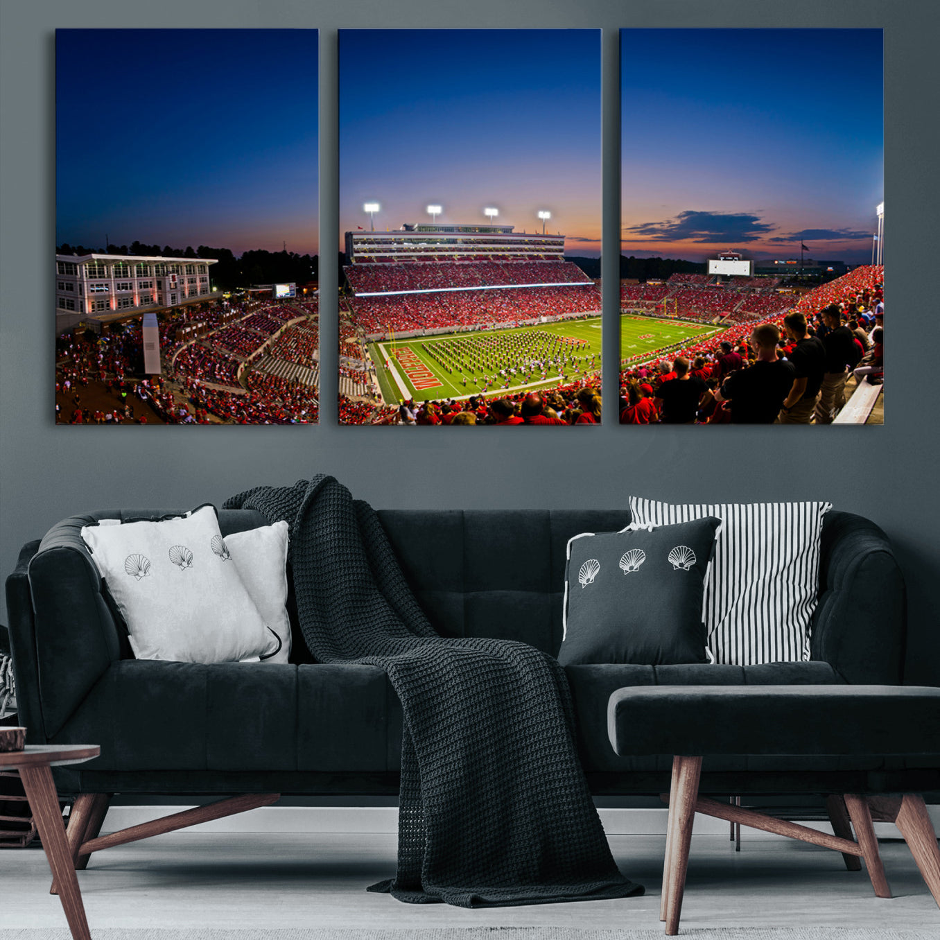 76202-MGV-CV-60X30-3P-Wolfpack Football Team Wall Art Print - Raleigh Carter-Finley Stadium Wall Art Canvas Print