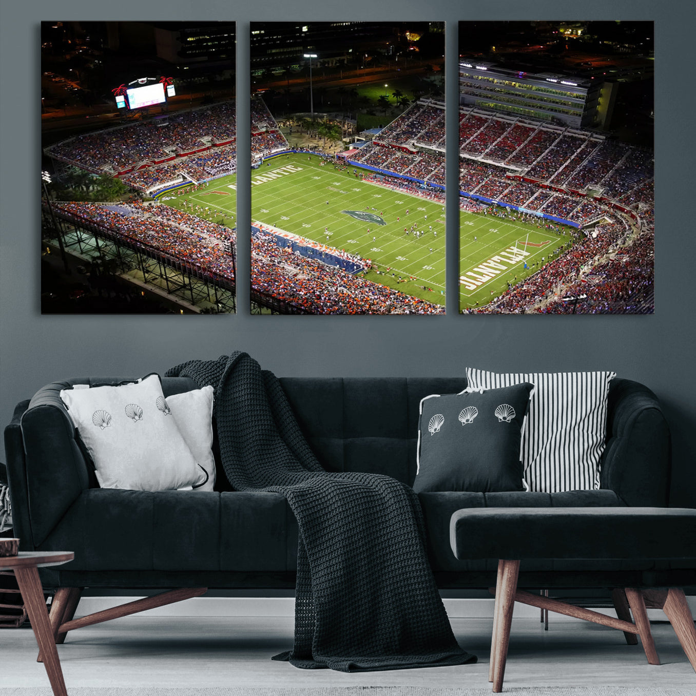 12682-MGV-CV-60X30-3P-Florida Atlantic University Owls Canvas Print, Football Team Print - Boca Raton FAU Stadium Wall Art