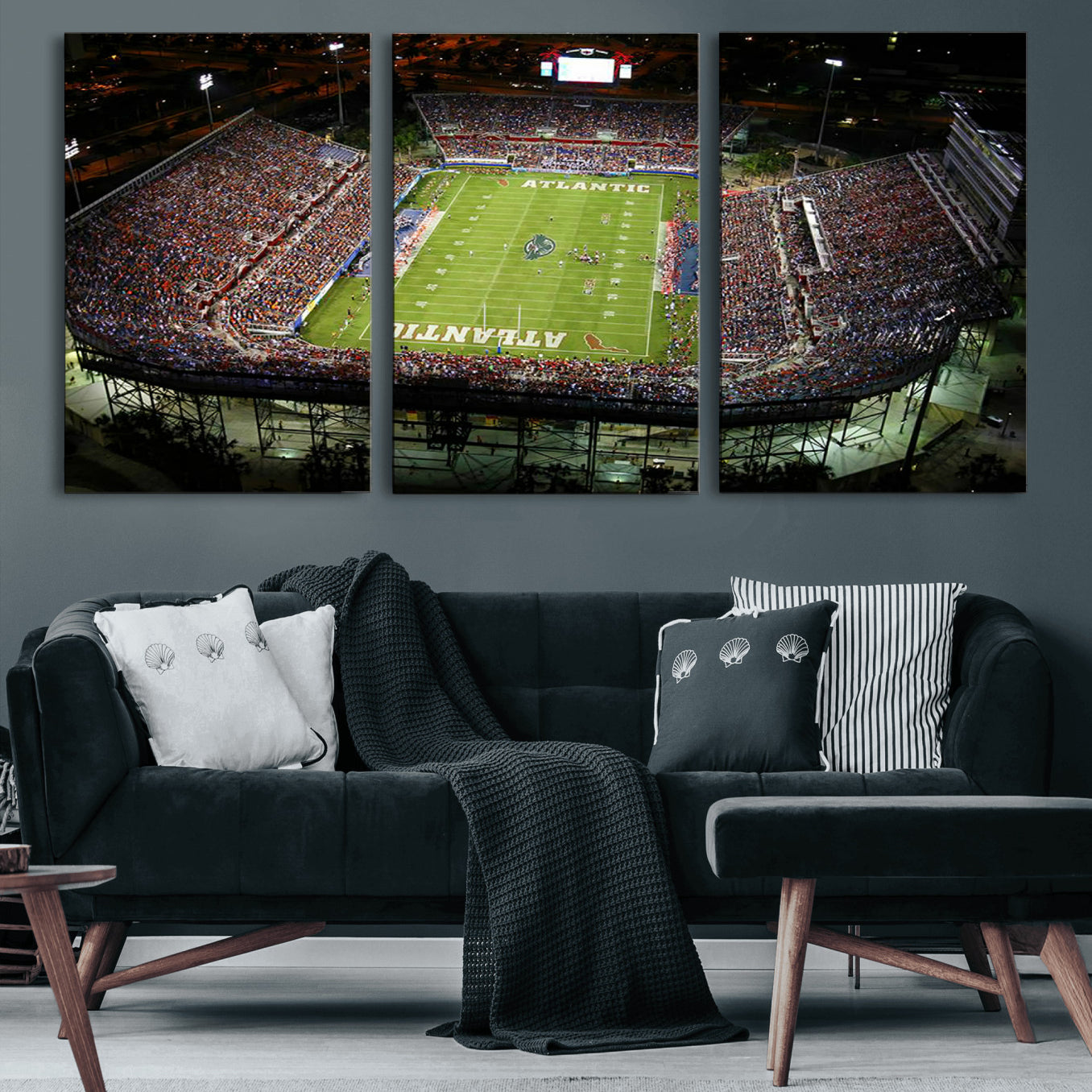 72354-MGV-CV-60X30-3P-Florida Atlantic University Owls Football Team Print - Boca Raton FAU Stadium Wall Art Canvas Print