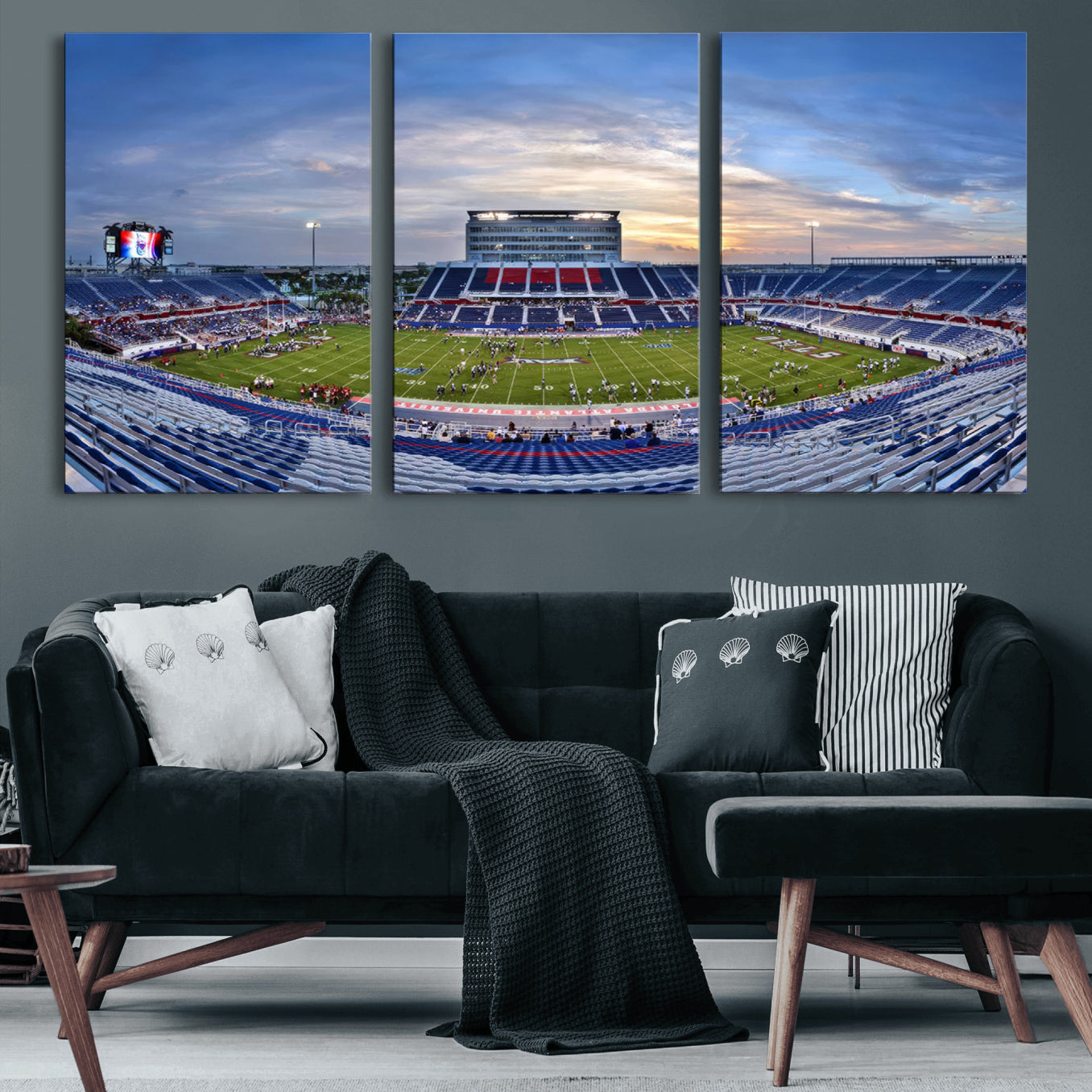 -Florida Atlantic University Owls Football Team Print - Boca Raton FAU Stadium Wall Art Canvas Print