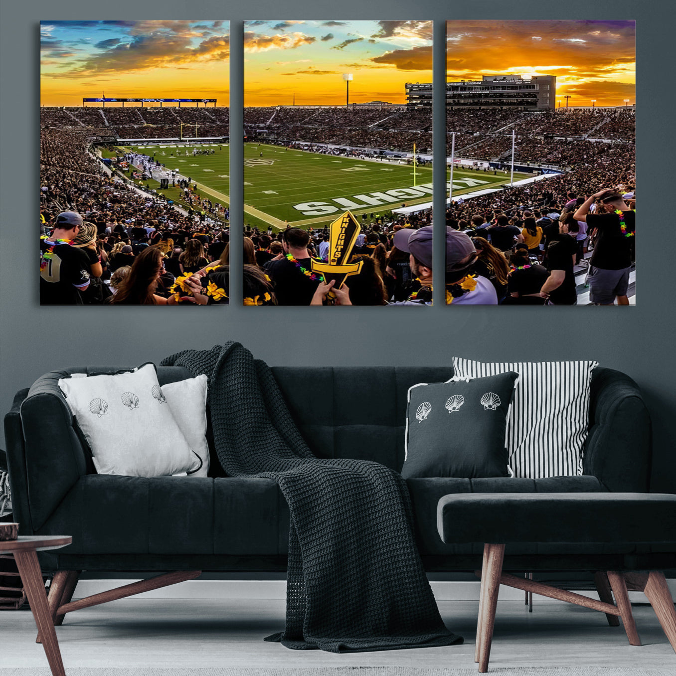 66803-MGV-CV-60X30-3P-UCF Knights Football Team Print - Orlando FBC Mortgage Stadium, UCF Knights Wall Art Canvas Print